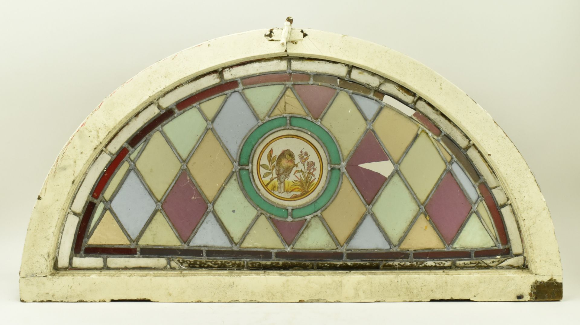 VICTORIAN STAINED GLASS LEAD WINDOW PANEL