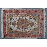 20TH CENTURY WOOL & SILK IRANIAN TABRIZ CARPET FLOOR RUG