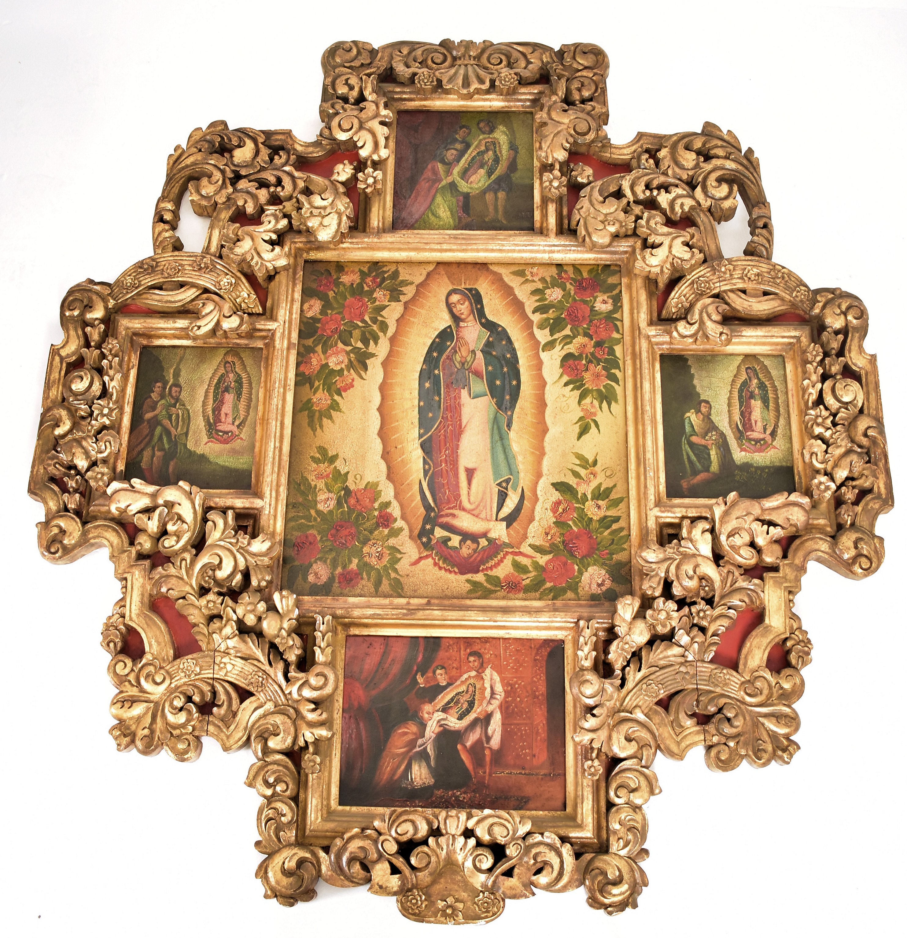 SPANISH COLONIAL SCHOOL - MEXICAN VIRGIN OF GUADALUPE PANEL