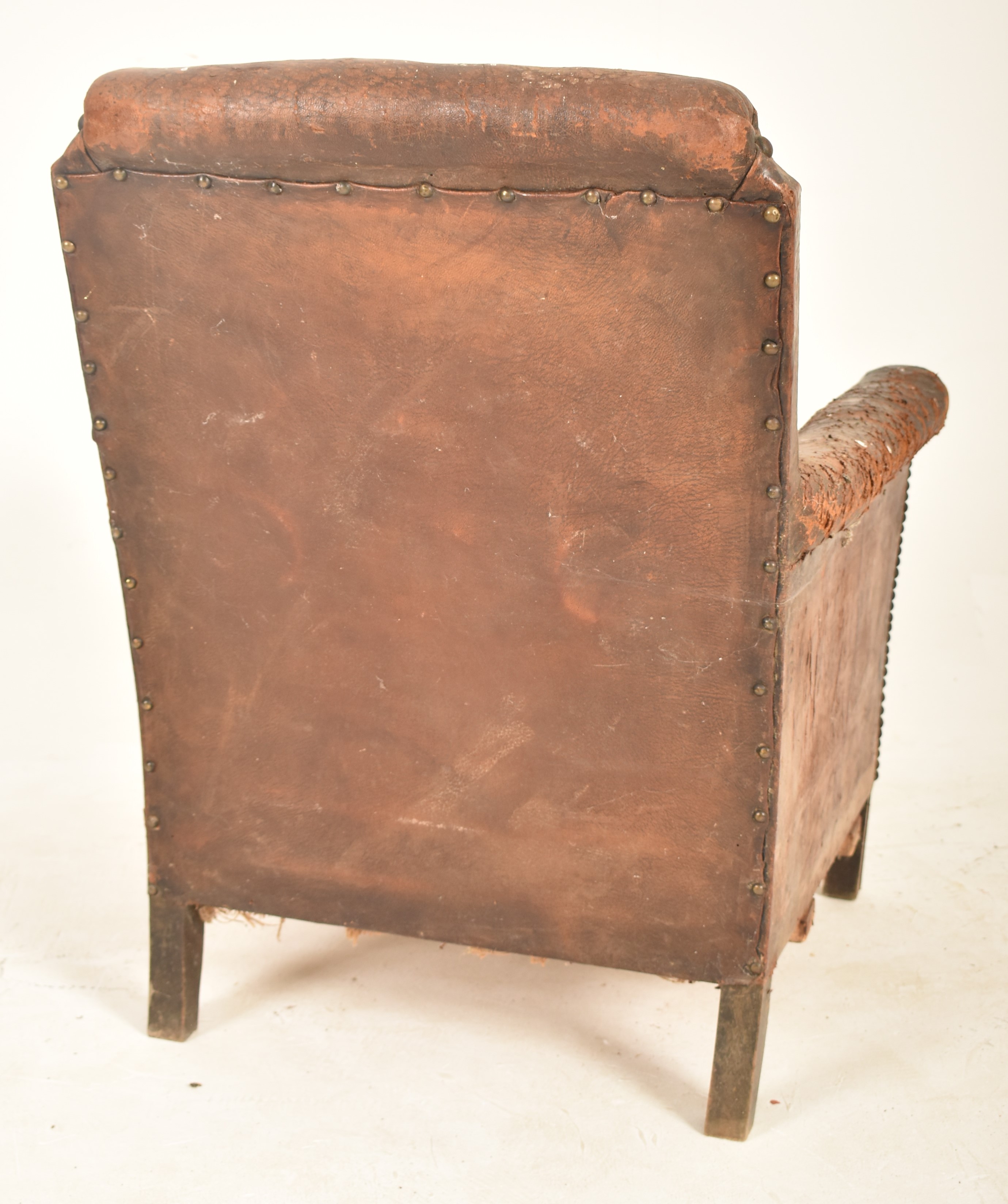1920S BROWN LEATHER GENTLEMEN CLUB STUDDED ARMCHAIR - Image 6 of 6