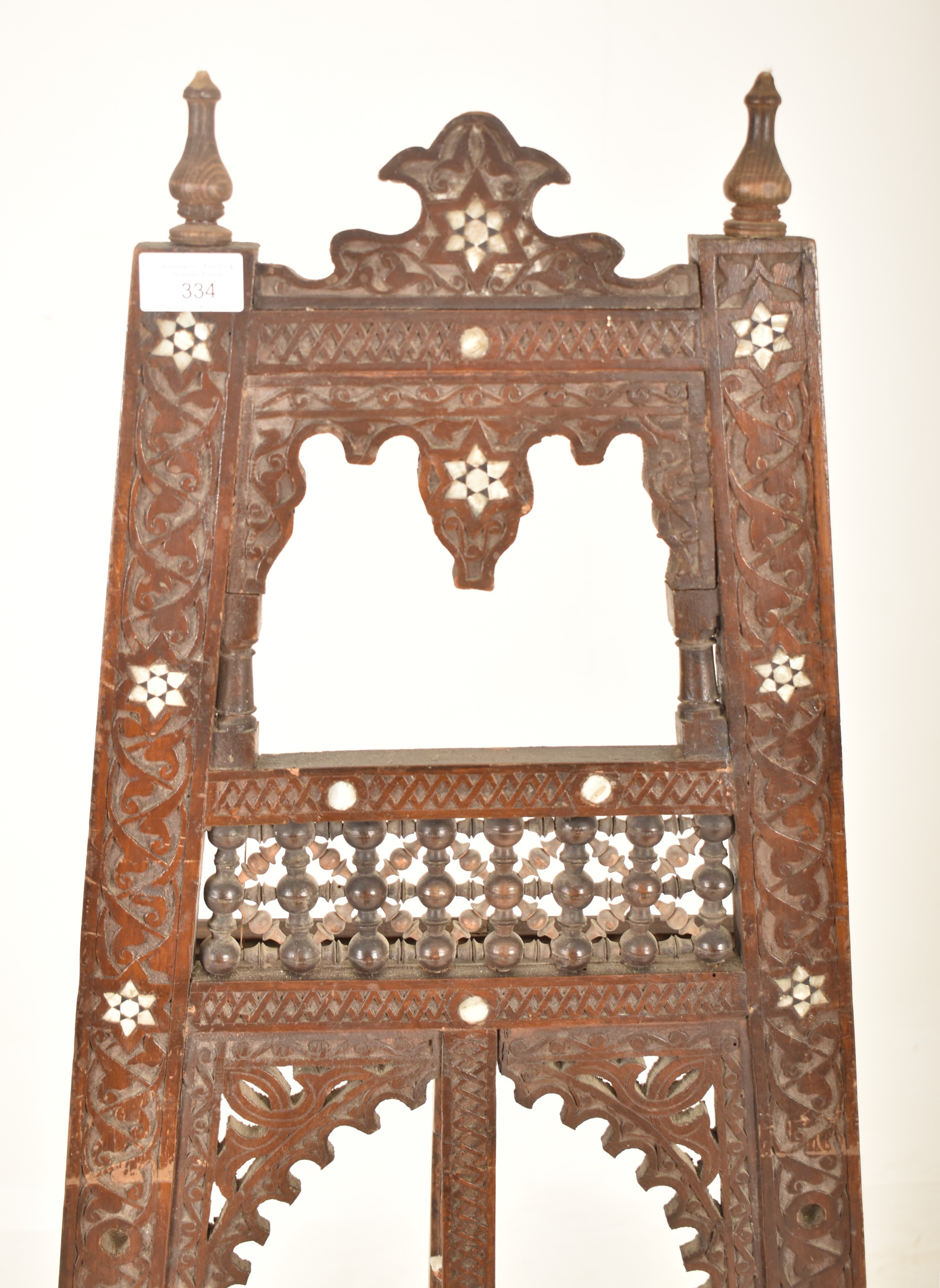 MOORISH 19TH CENTURY CARVED WOOD & MOTHER OF PEARL EASEL - Image 2 of 5