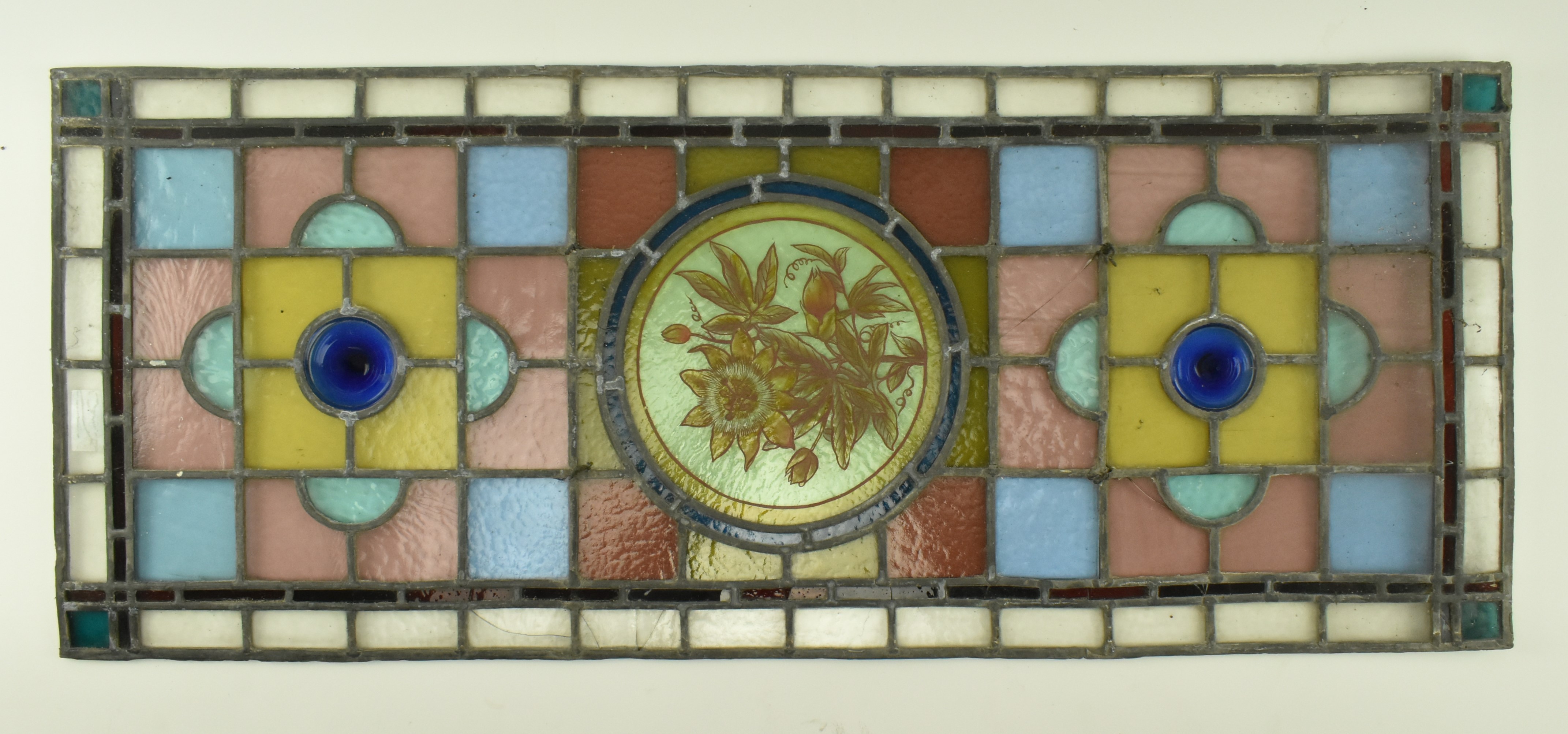 VICTORIAN COLOURED STAINED GLASS WINDOW FEATURE PANEL