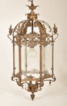 FRENCH 19TH CENTURY CAST IRON & GLASS LANTERN CEILING LIGHT