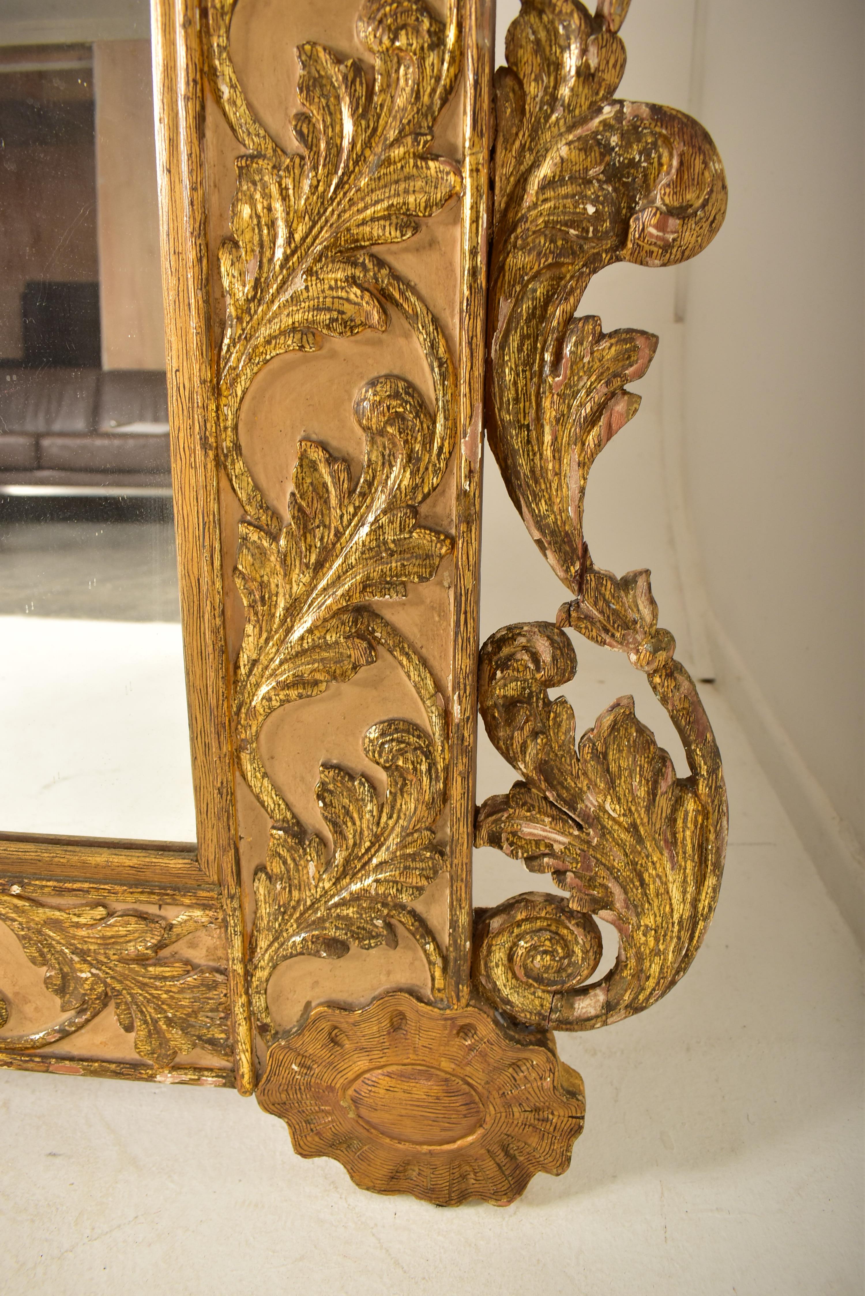 19TH CENTURY CONTINENTAL ROCOCO STYLE GILT WOOD MIRROR - Bild 6 aus 7