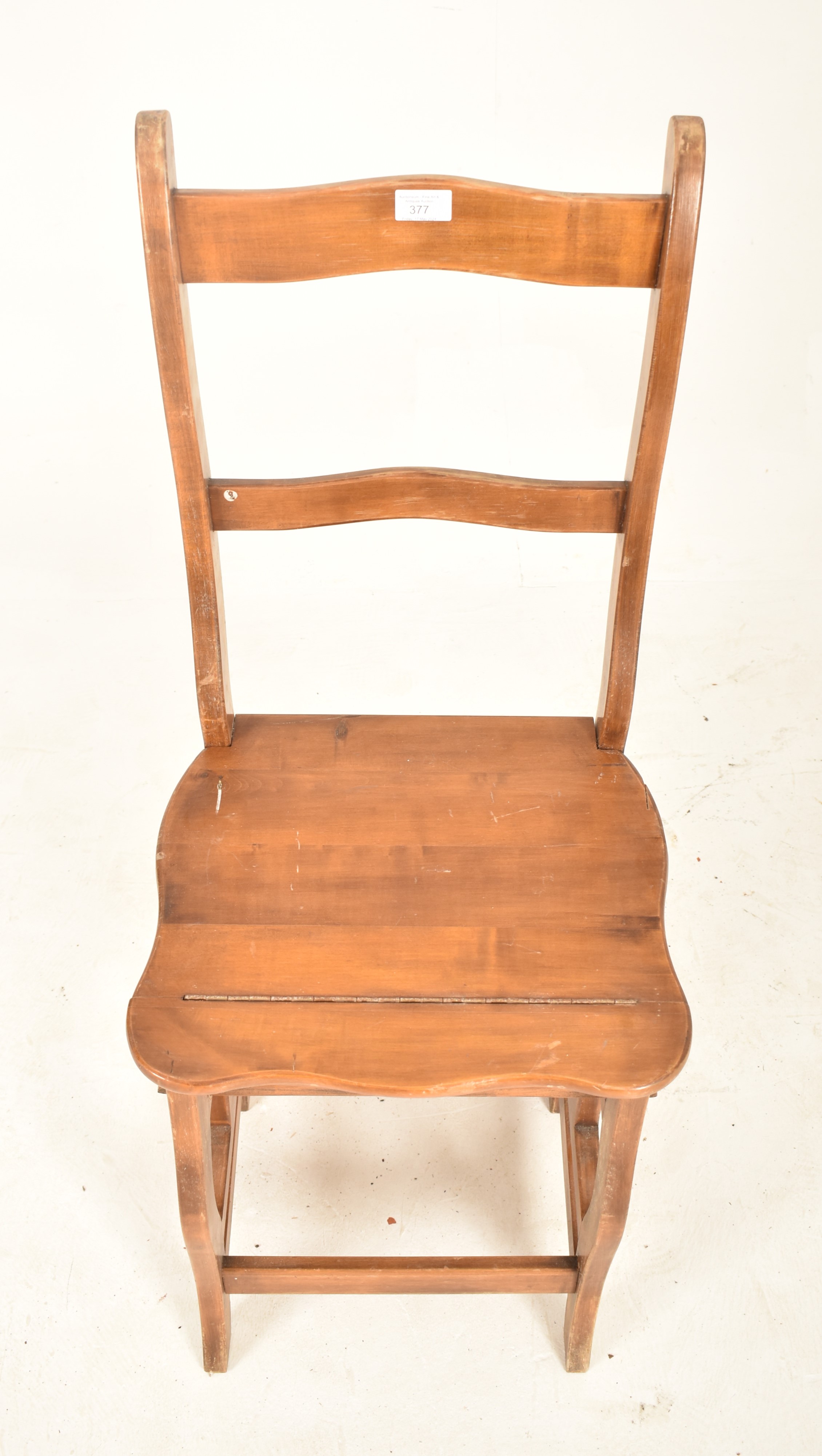 EDWARDIAN BEECH WOOD METAMORPHIC LIBRARY STEPS CHAIR - Bild 2 aus 7