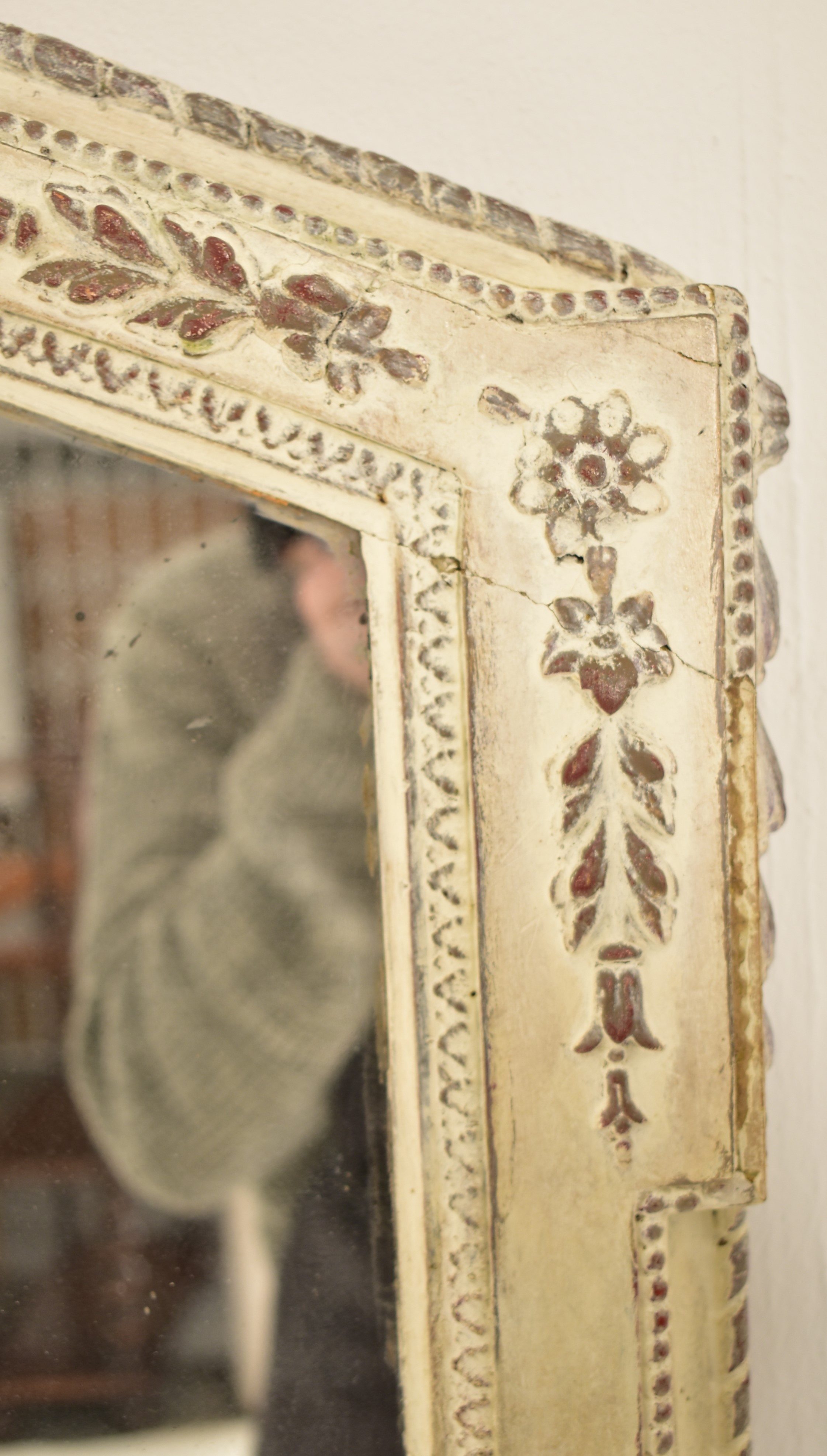 FRENCH 19TH CENTURY WHITE PAINTED OVERMANTLE MIRROR - Image 3 of 7