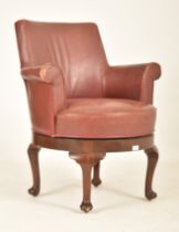 EDWARDIAN / 1920S LEATHER SWIVEL OFFICE DESK ARMCHAIR