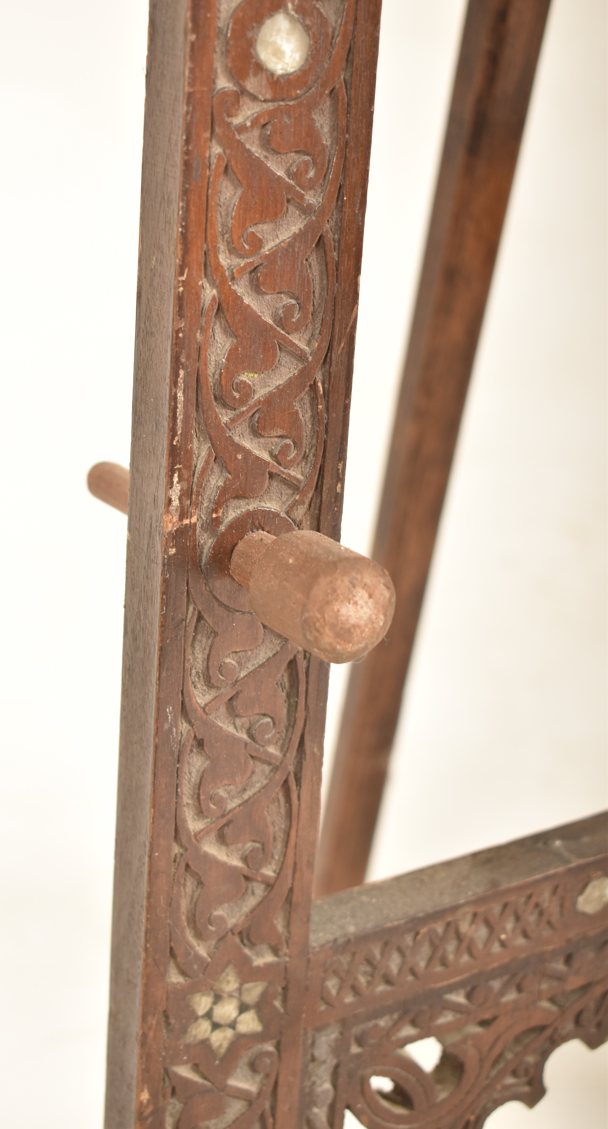 MOORISH 19TH CENTURY CARVED WOOD & MOTHER OF PEARL EASEL - Image 3 of 5