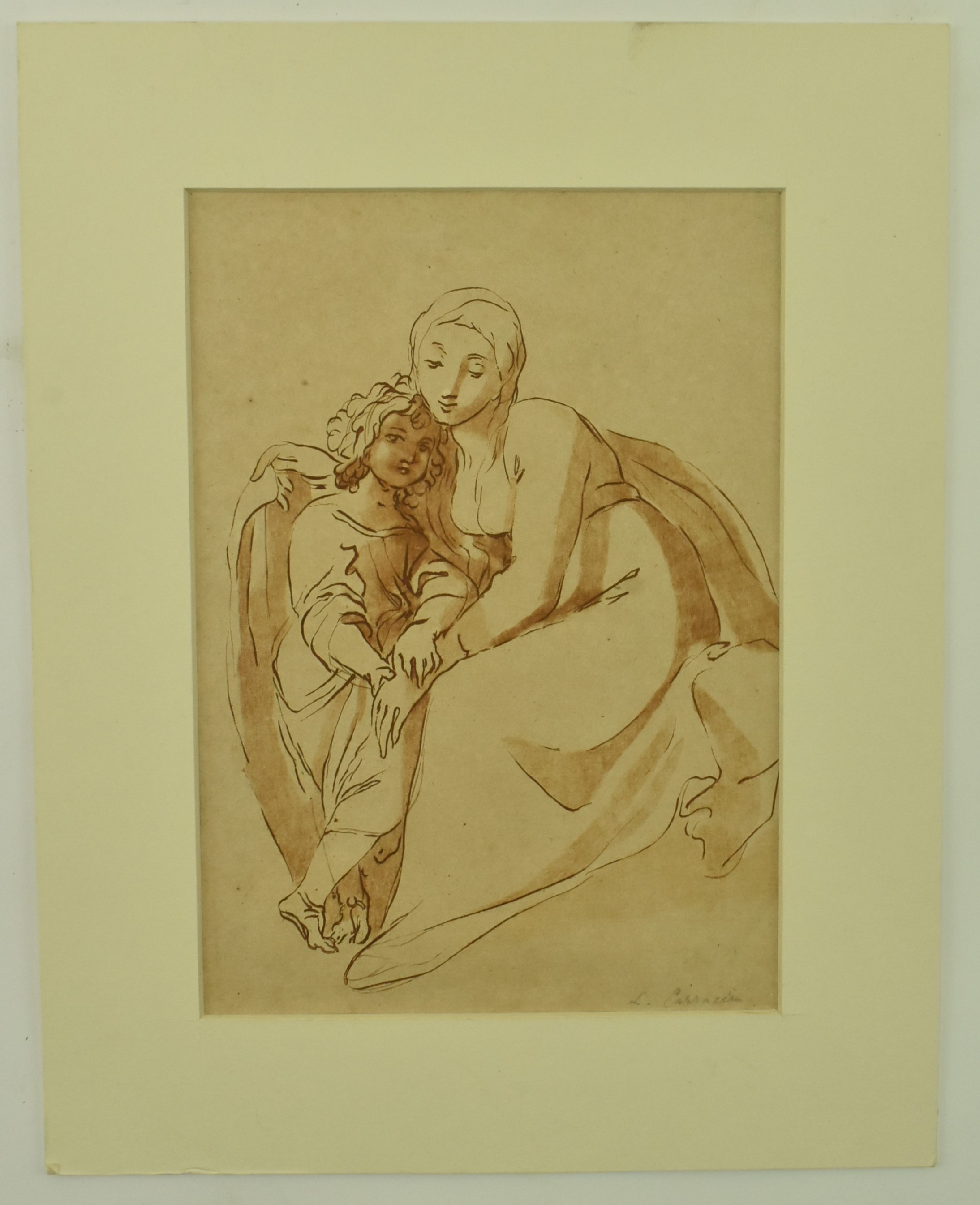 ATTR. LUDOVICO CARRACCI (1555-1619) - STUDY OF MADONNA WITH CHILD - Image 2 of 4