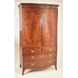 19TH CENTURY FLAME MAHOGANY BOW FRONTED LINEN PRESS
