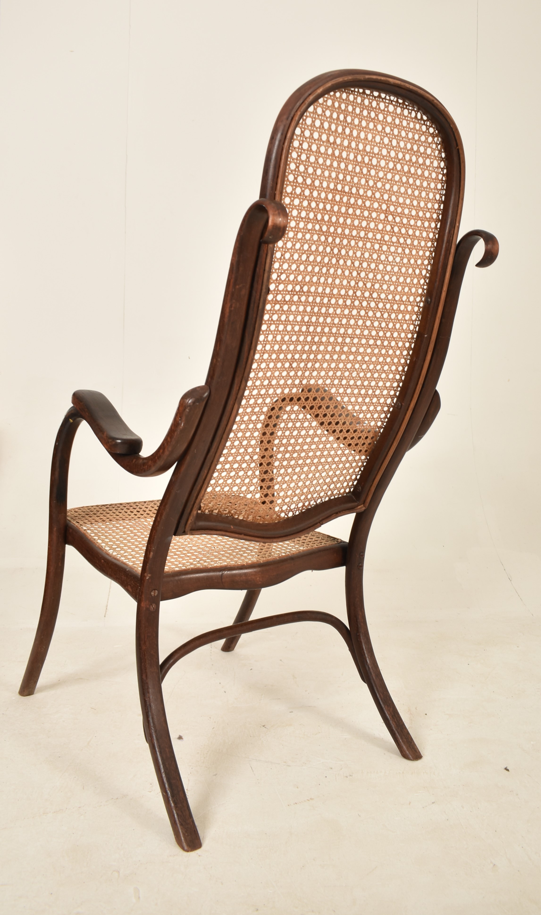 THONET - EARLY 20TH CENTURY BENTWOOD & CANE FIRESIDE ARMCHAIR - Image 7 of 7