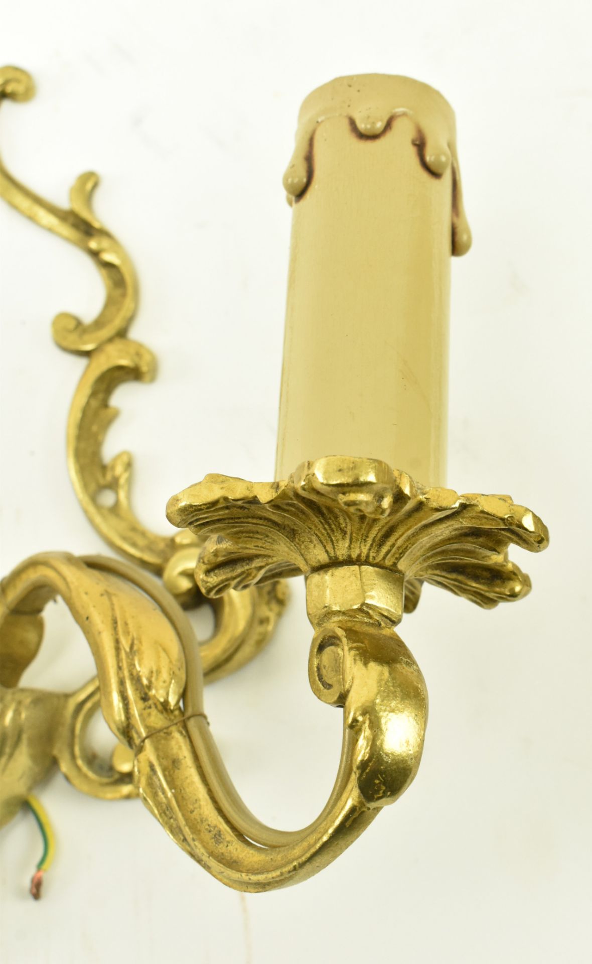 THREE FRENCH STYLE ROCOCO INSPIRED GILDED METAL WALL SCONCES - Image 3 of 5