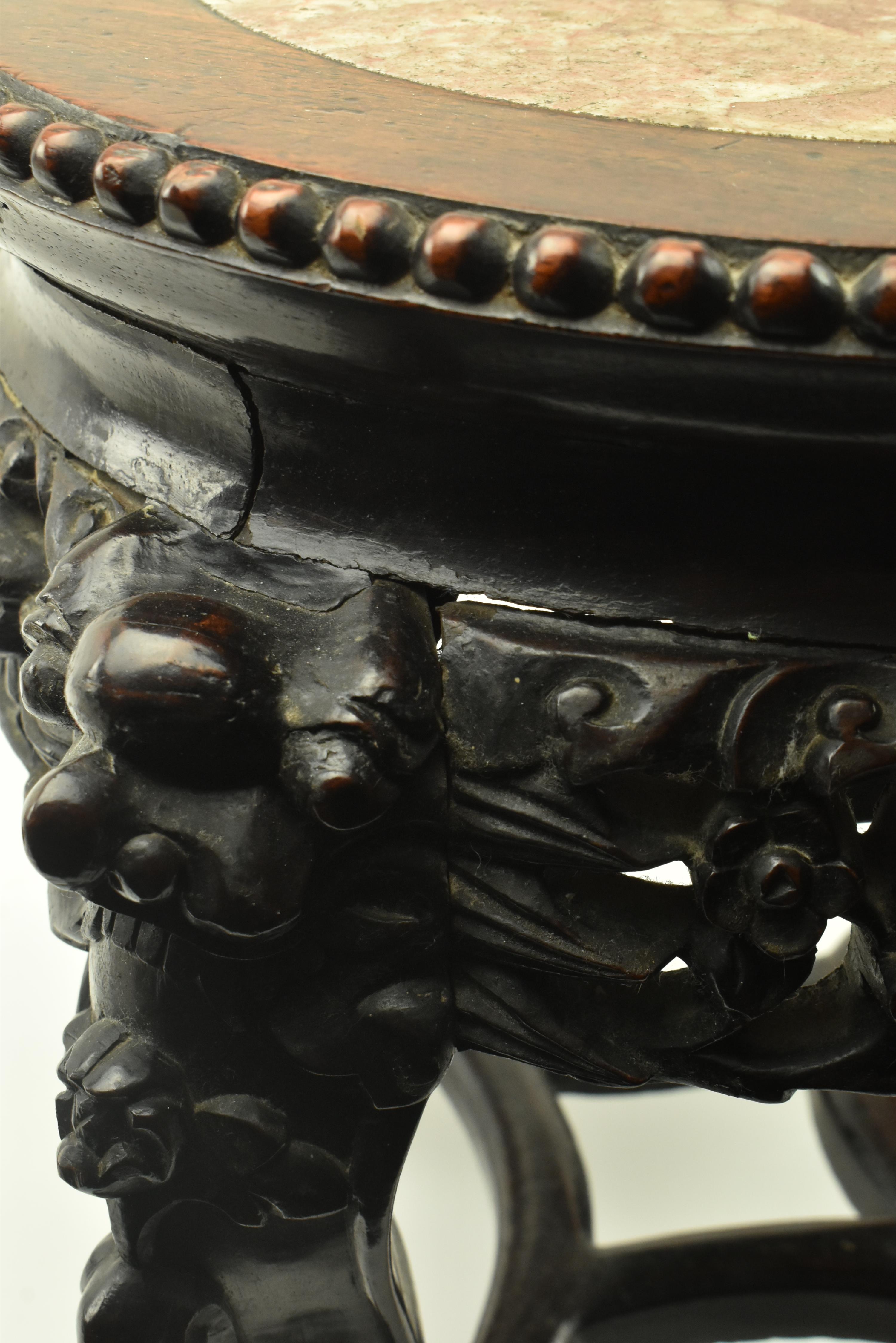 19TH CENTURY CHINESE STYLE MARBLE AND HARDWOOD SIDE TABLE - Image 9 of 9