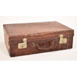 EARLY 20TH CENTURY CROCODILE SKIN LEATHER SUITCASE