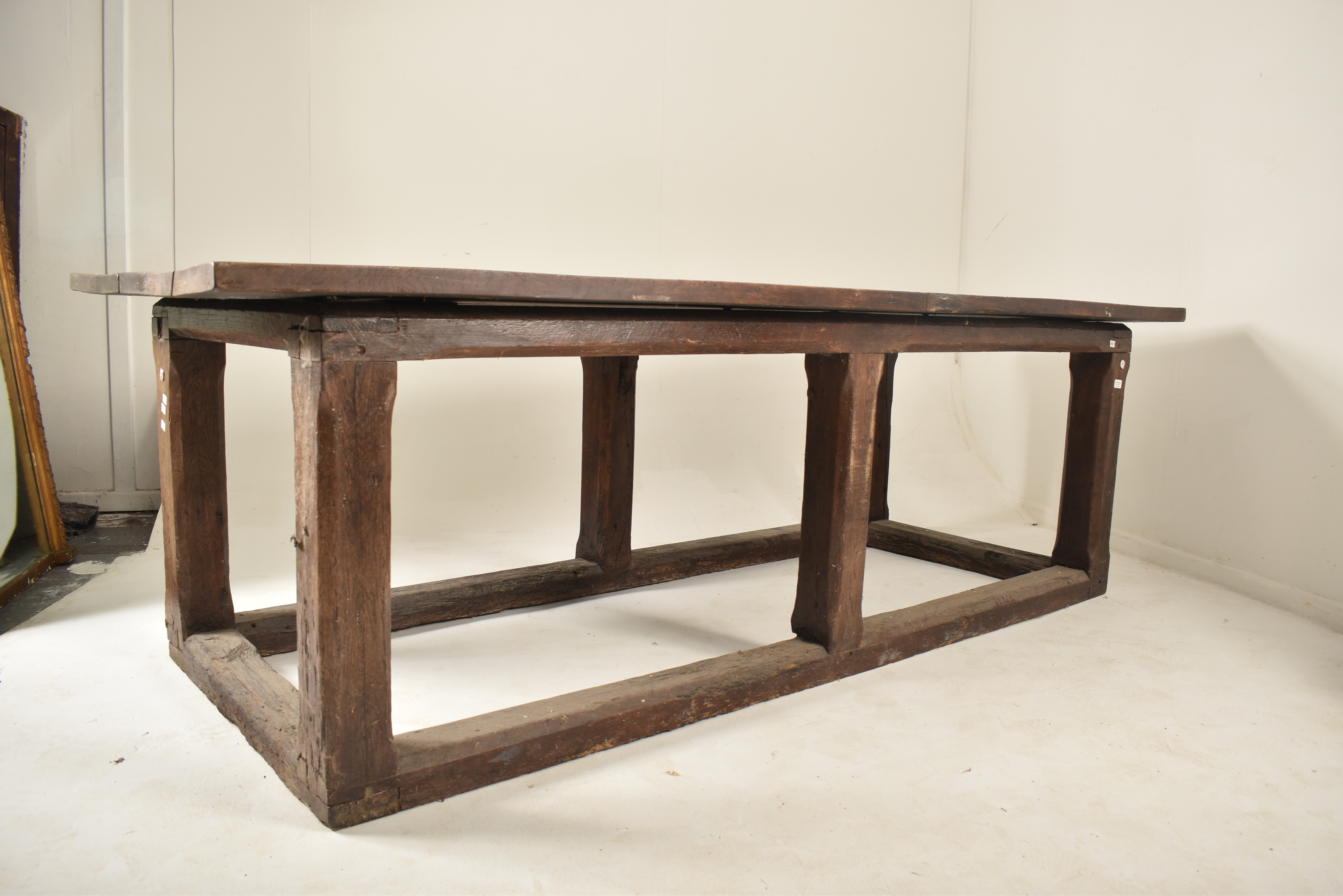 18TH CENTURY OAK PLANK TOP PEG JOINTED REFECTORY TABLE - Image 7 of 8