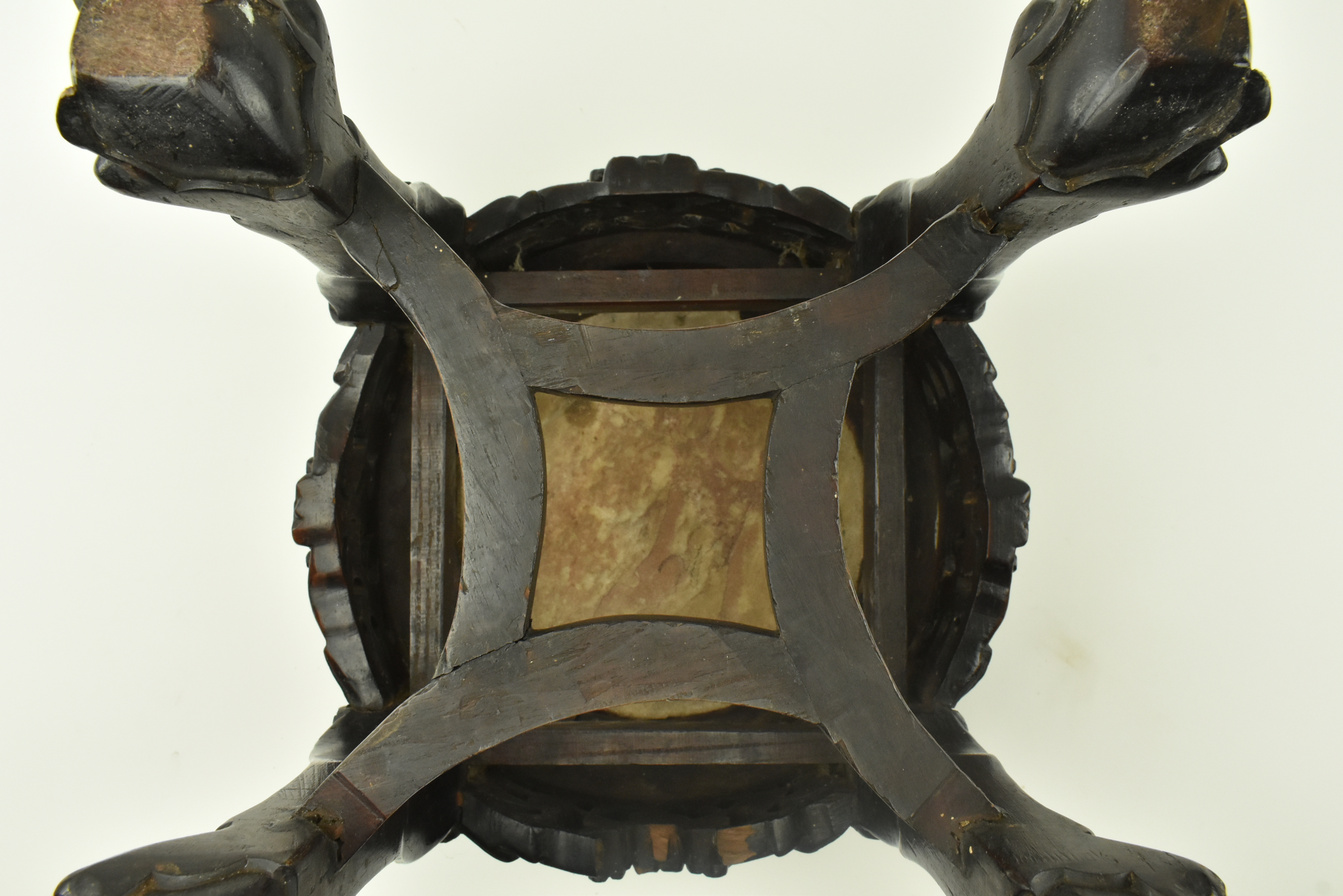 19TH CENTURY CHINESE STYLE MARBLE AND HARDWOOD SIDE TABLE - Image 7 of 9