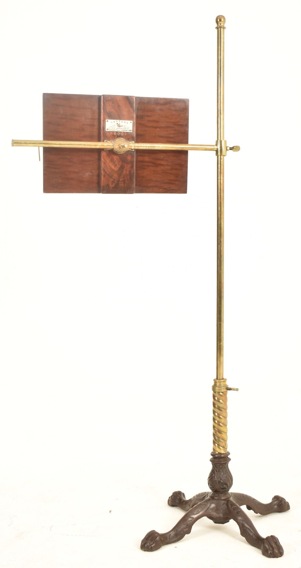 VICTORIAN BRASS & MAHOGANY FLOOR MUSIC STAND LECTERN - Image 7 of 7