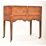 GEORGE III MAHOGANY CAMPAIGN CHEST OF DRAWERS ON STAND