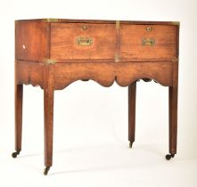 GEORGE III MAHOGANY CAMPAIGN CHEST OF DRAWERS ON STAND