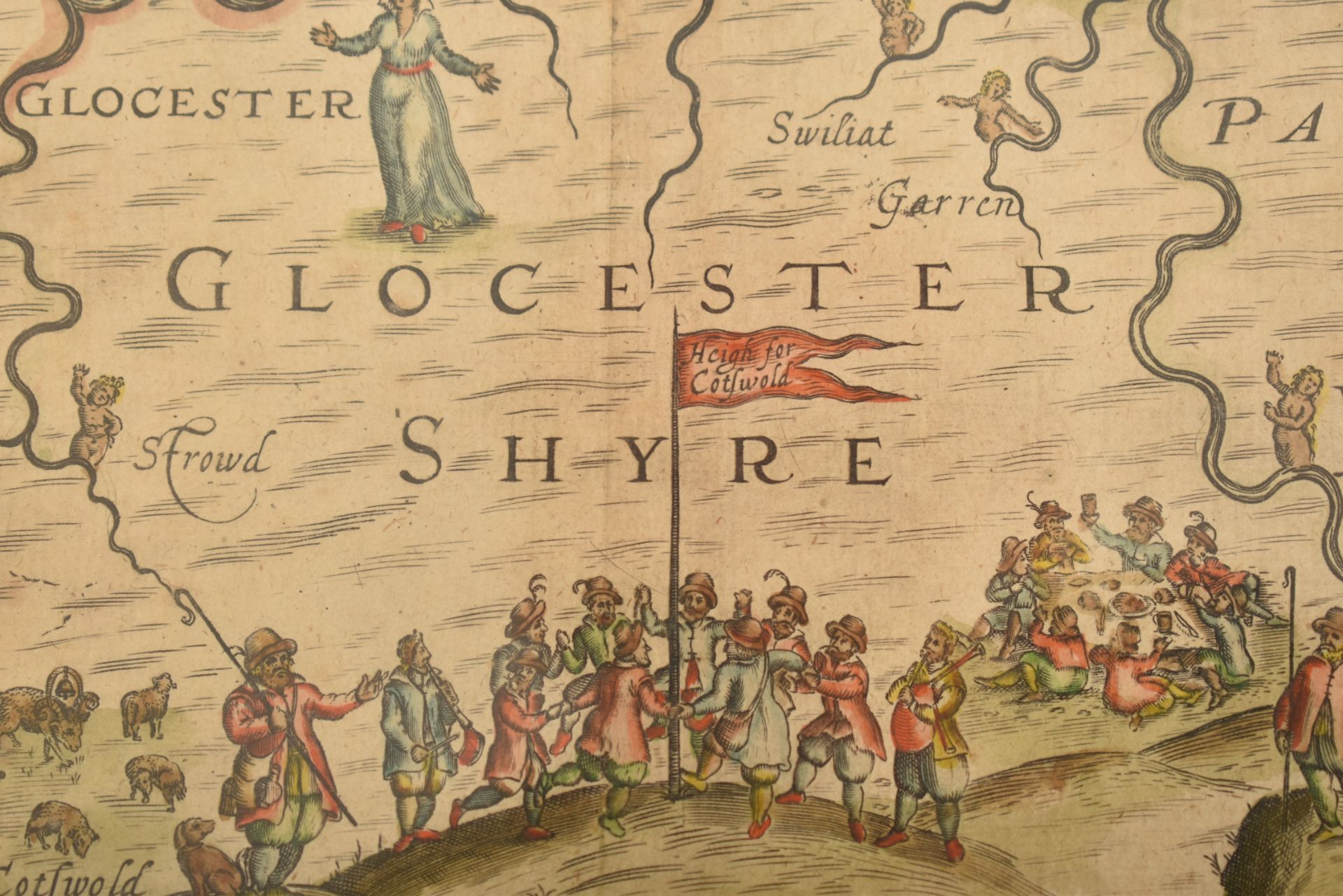 AFTER MICHEAL DRAYTON - ETCHED & COLOURED GLOCESTERSHYRE MAP - Bild 3 aus 5