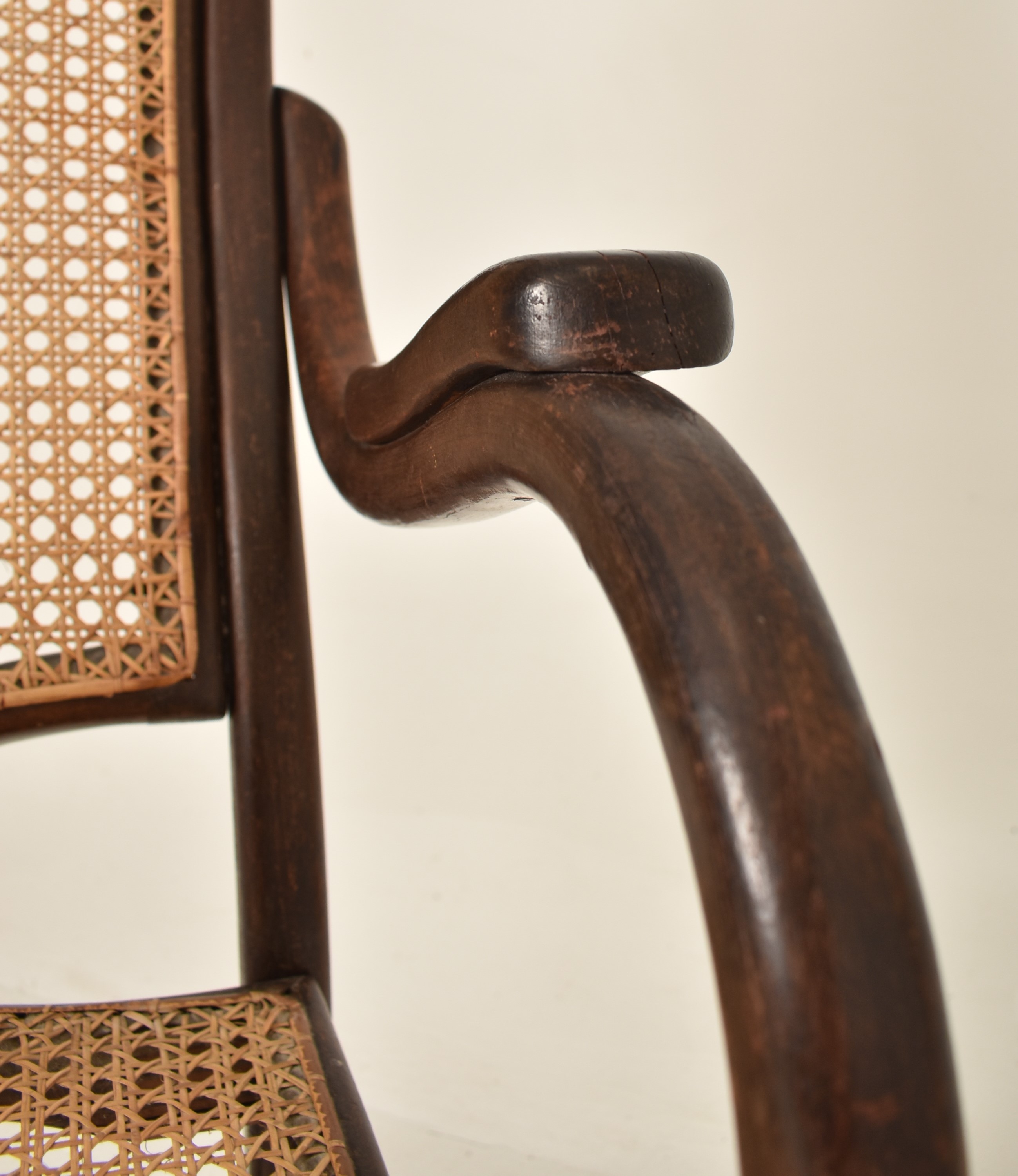 THONET - EARLY 20TH CENTURY BENTWOOD & CANE FIRESIDE ARMCHAIR - Image 3 of 7