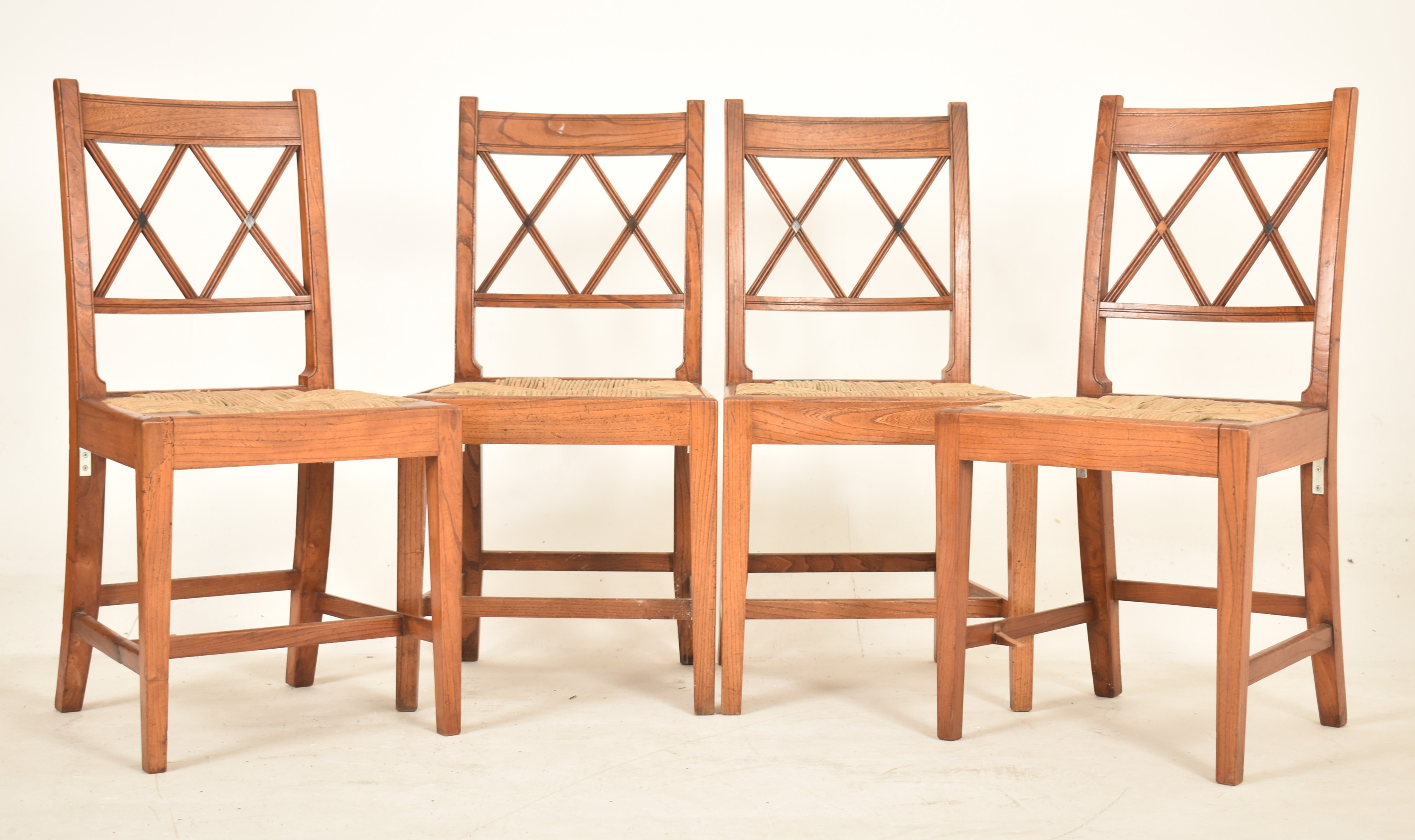 SET OF EIGHT REGENCY ELM & RUSH SEAT DINING CHAIRS - Image 9 of 9