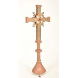 BAROQUE INSPIRED PATINATED BRONZE RELIQUARY ALTAR CRUCIFIX