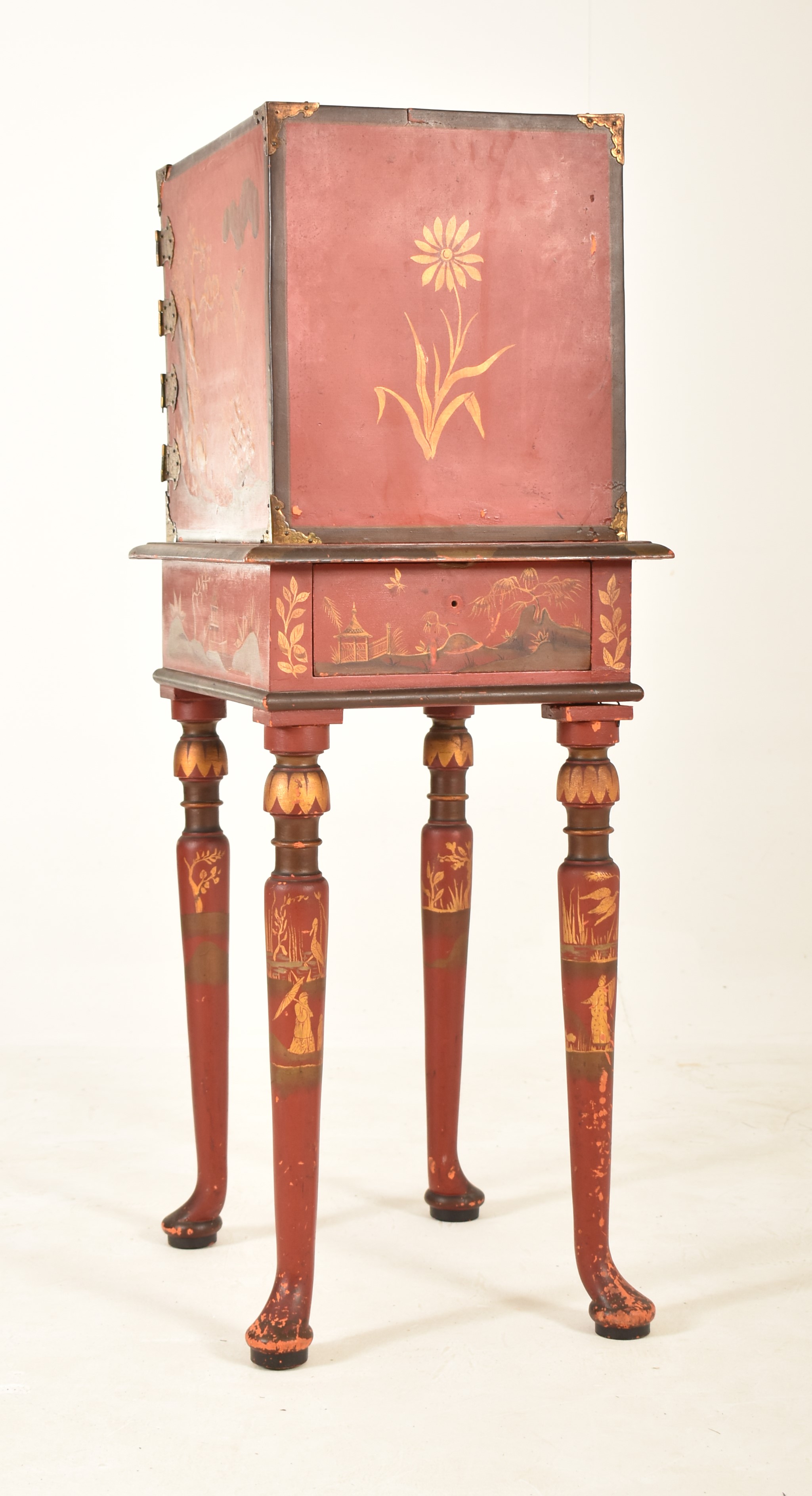 LATE 19TH CENTURY CHINESE RED LACQUERED CABINET ON STAND - Image 6 of 6