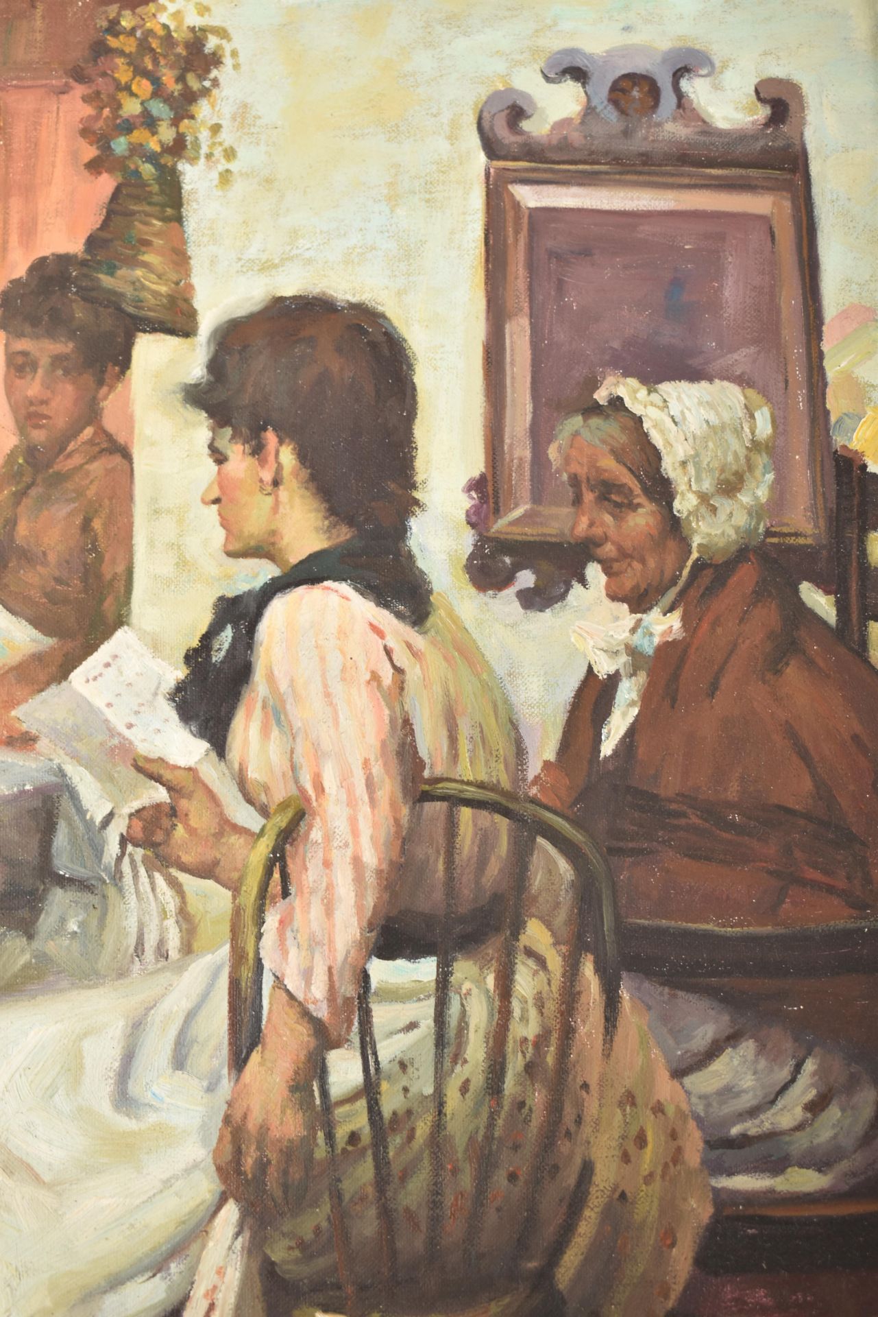 CONTINENTAL MID 20TH CENTURY OIL PAINTING OF FIVE WOMEN - Image 3 of 5
