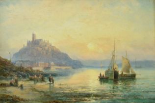 WILLIAM A. THORNBERY (1847-1907) - ST MICHAEL'S MOUNT - OIL ON BOARD