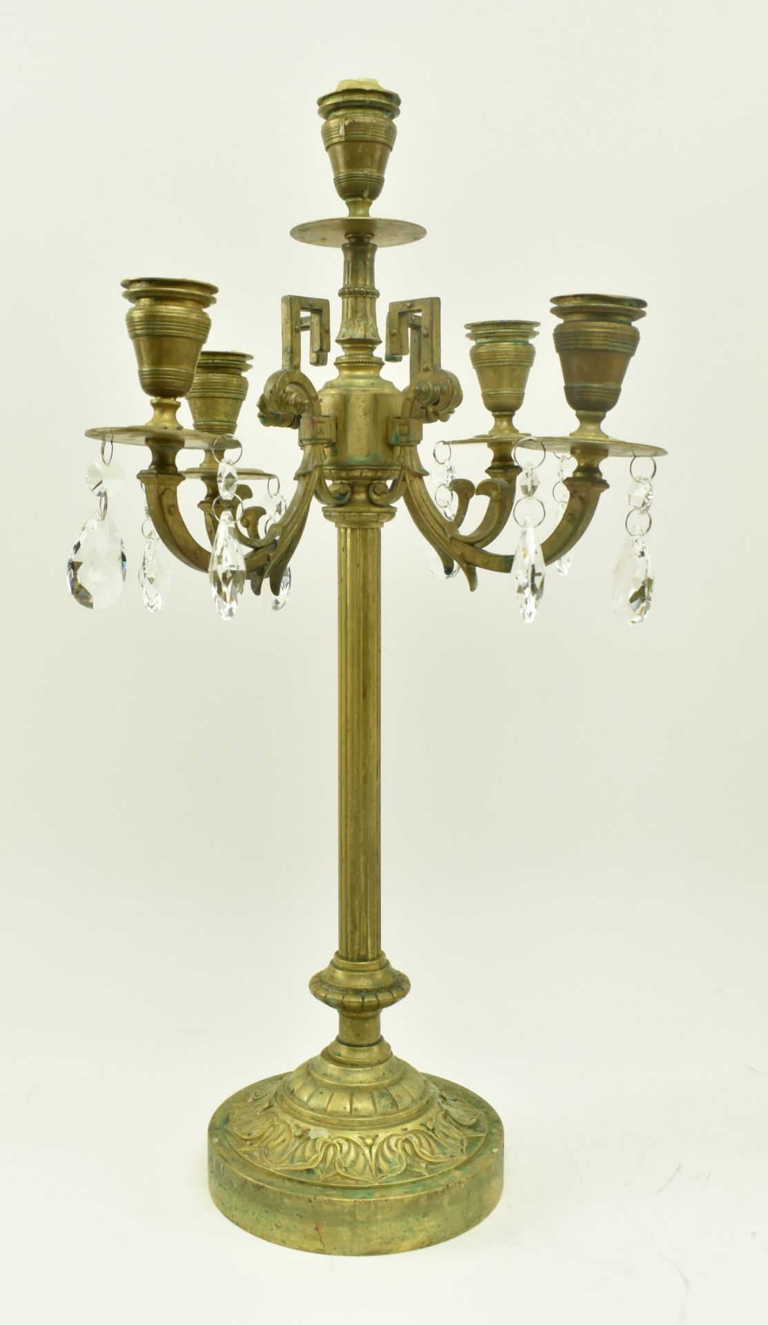 PAIR OF FRENCH INSPIRED BRASS DESK TABLE CANDELABRAS - Image 2 of 6