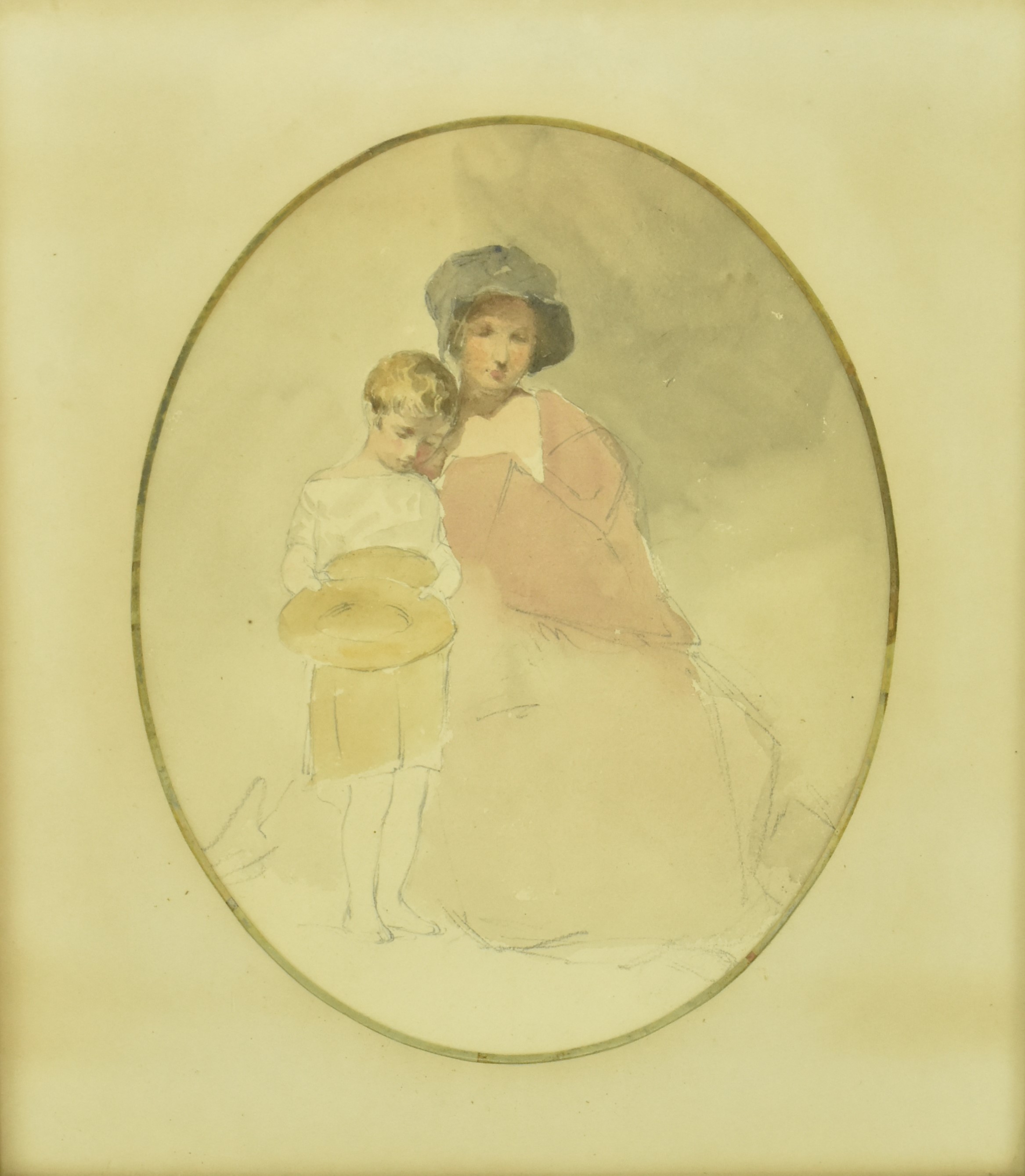 ATTR. CLARKSON STANFIELD - MOTHER & CHILD WATERCOLOUR