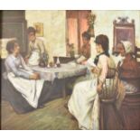 CONTINENTAL MID 20TH CENTURY OIL PAINTING OF FIVE WOMEN