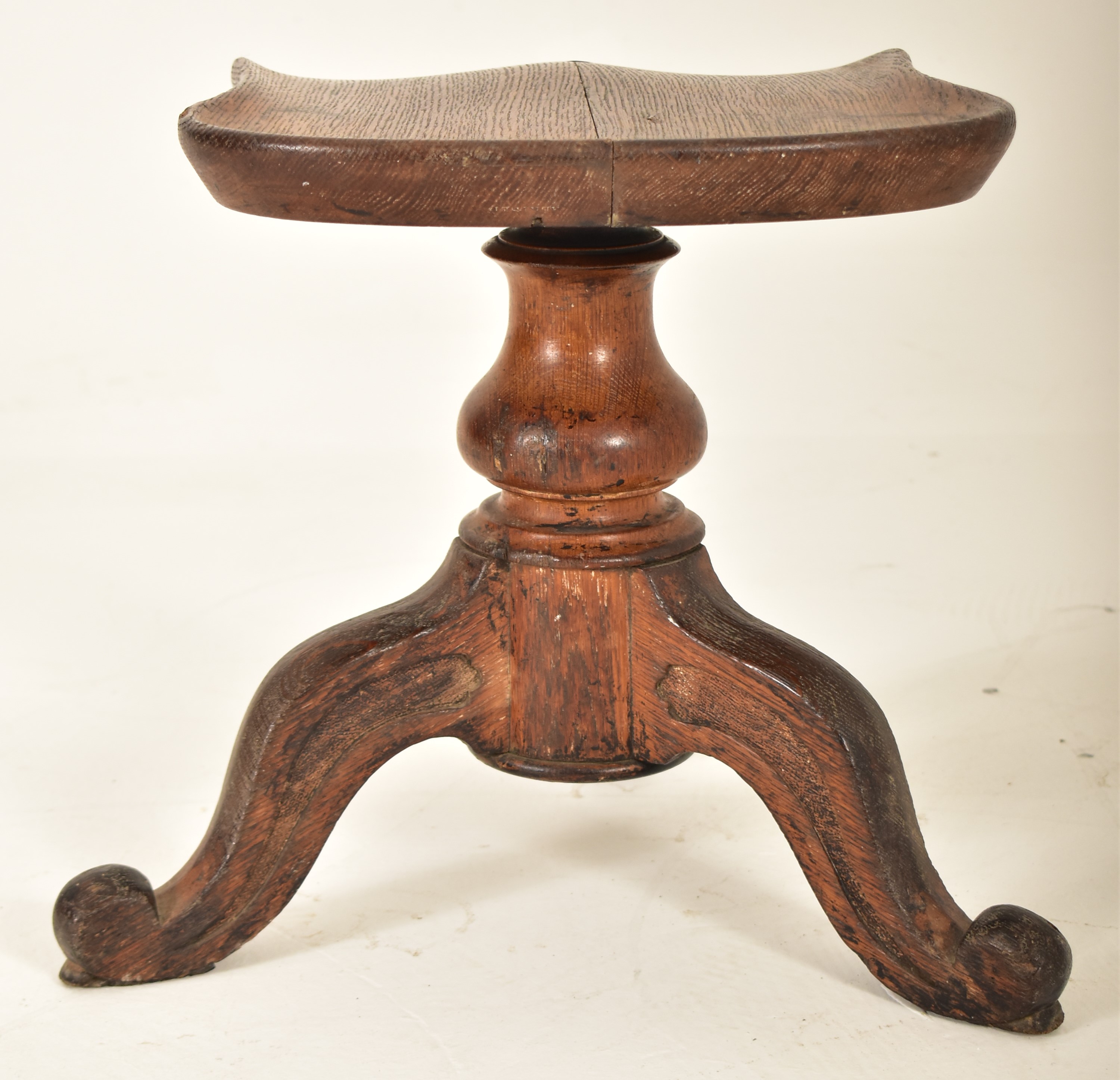 VICTORIAN 19TH CENTURY CARVED OAK PIANO STOOL - Image 4 of 4
