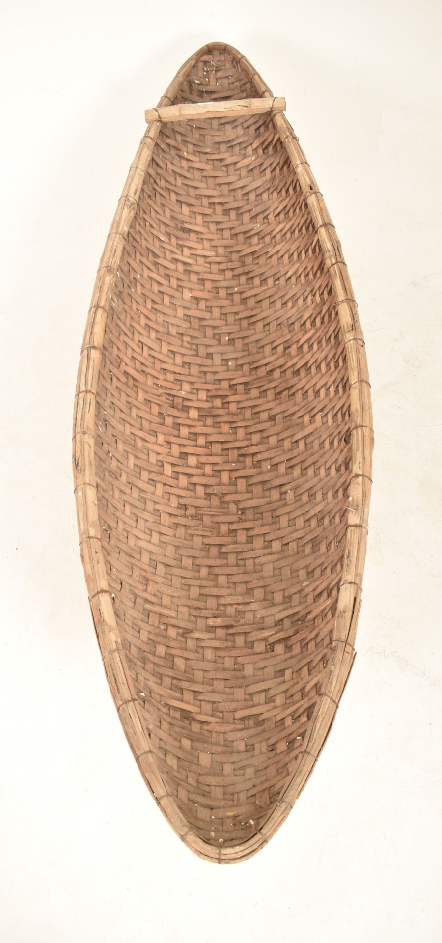 LARGE AFRICAN TRIBAL HAND WOVEN WICKER COT / BASKET - Image 2 of 7