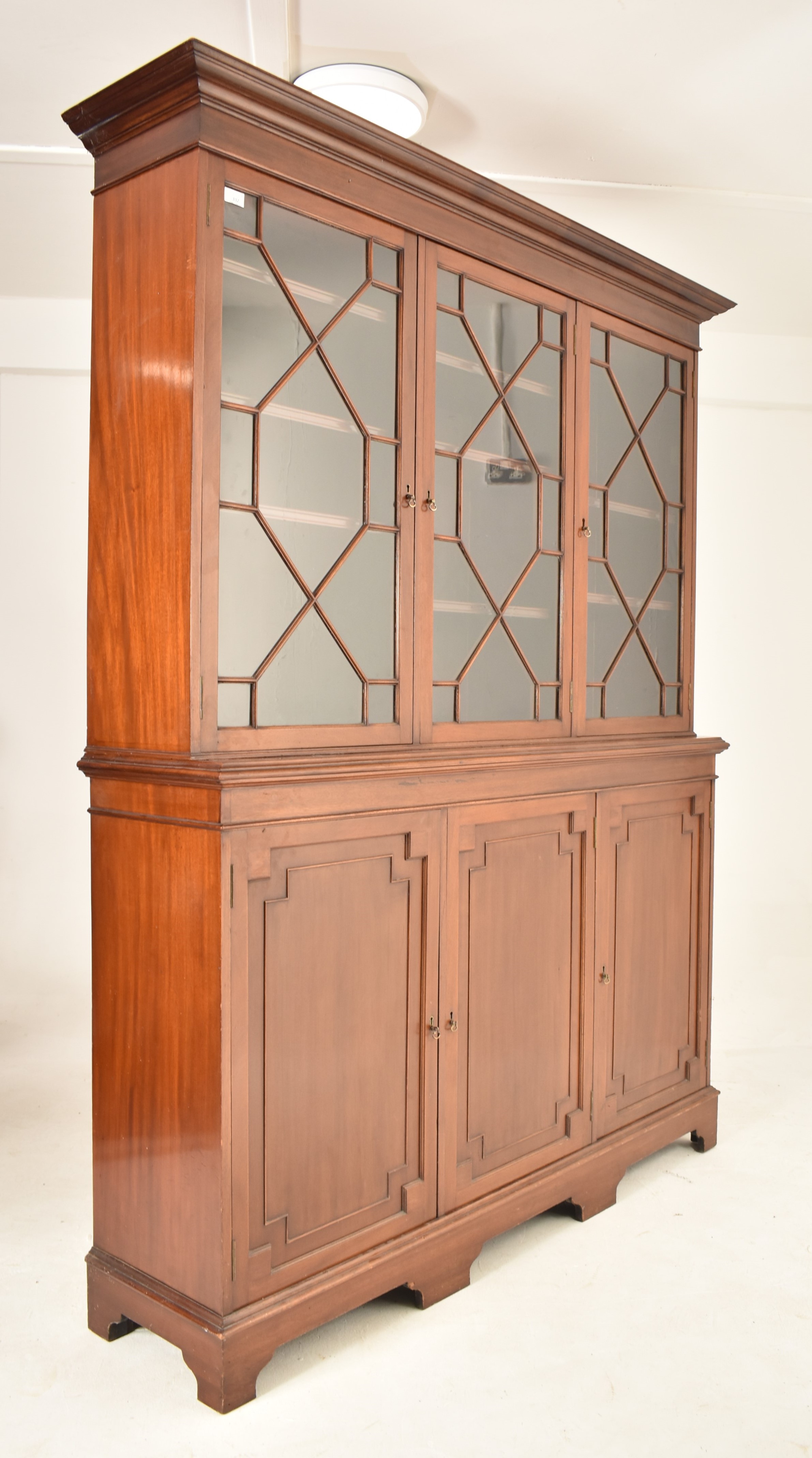 EDWARDIAN MAHOGANY ASTRAGAL GLAZED LIBRARY BOOKCASE