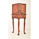 LATE 19TH CENTURY CHINESE RED LACQUERED CABINET ON STAND