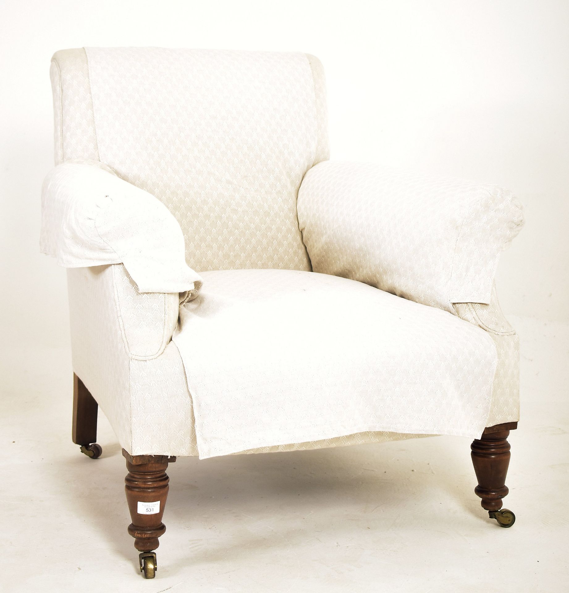 HOWARD & SONS STYLE VICTORIAN UPHOLSTERED ARMCHAIR - Bild 2 aus 7