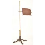 VICTORIAN BRASS & MAHOGANY FLOOR MUSIC STAND LECTERN