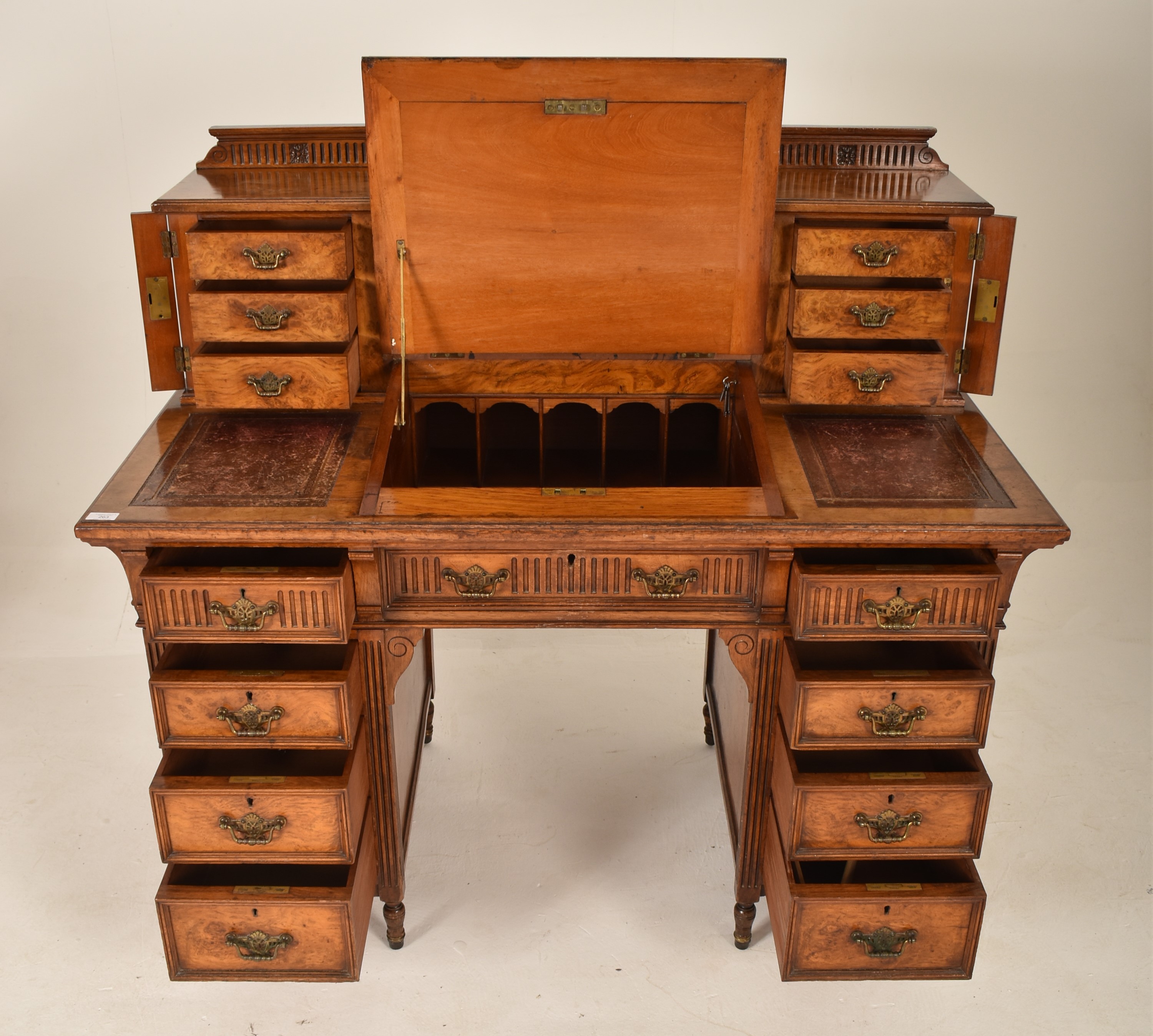 19TH CENTURY VICTORIAN MAPLE & CO WALNUT DICKENS DESK - Image 2 of 7