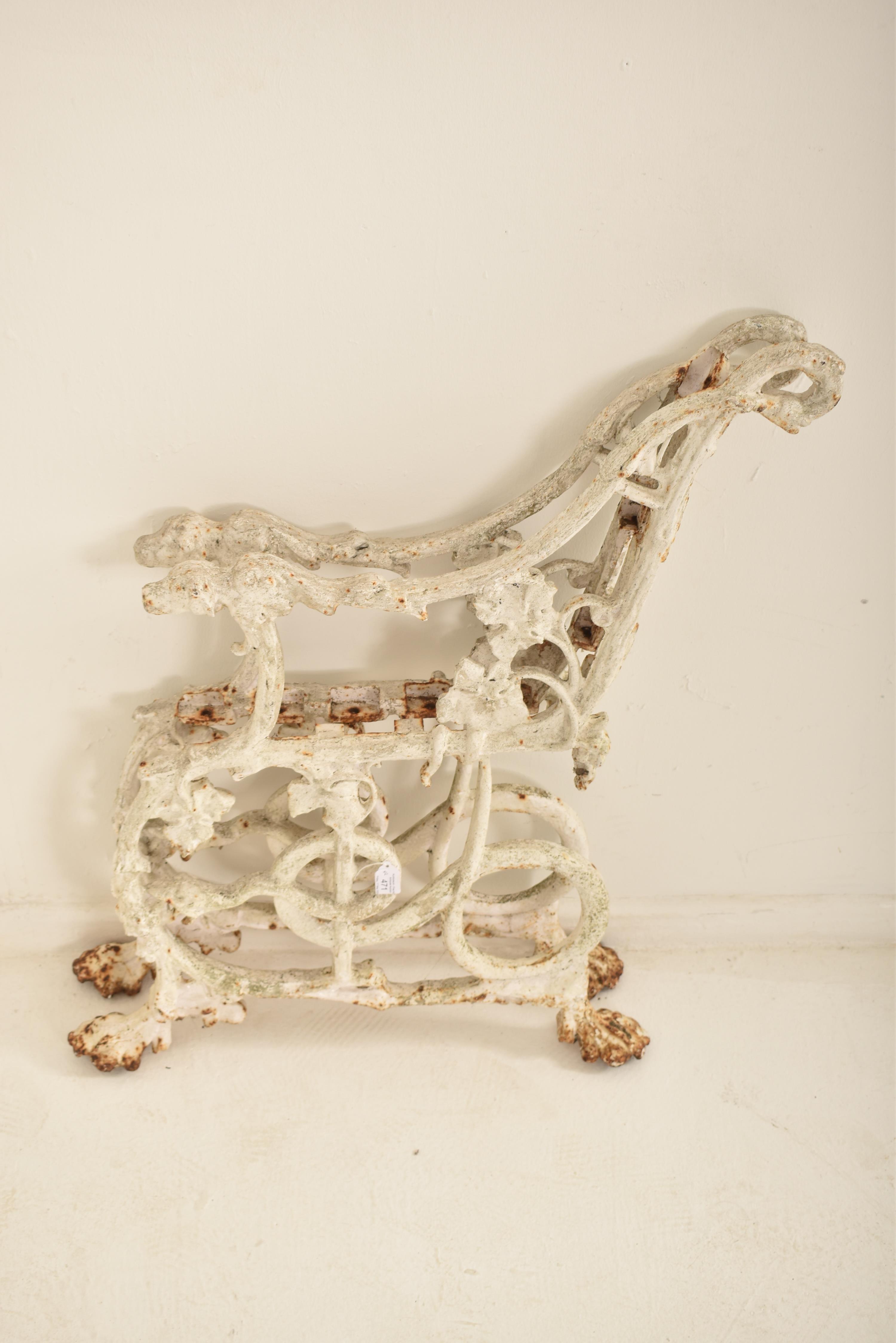 PAIR OF VICTORIAN COALBROOKDALE STYLE CAST IRON BENCH ENDS - Image 5 of 6