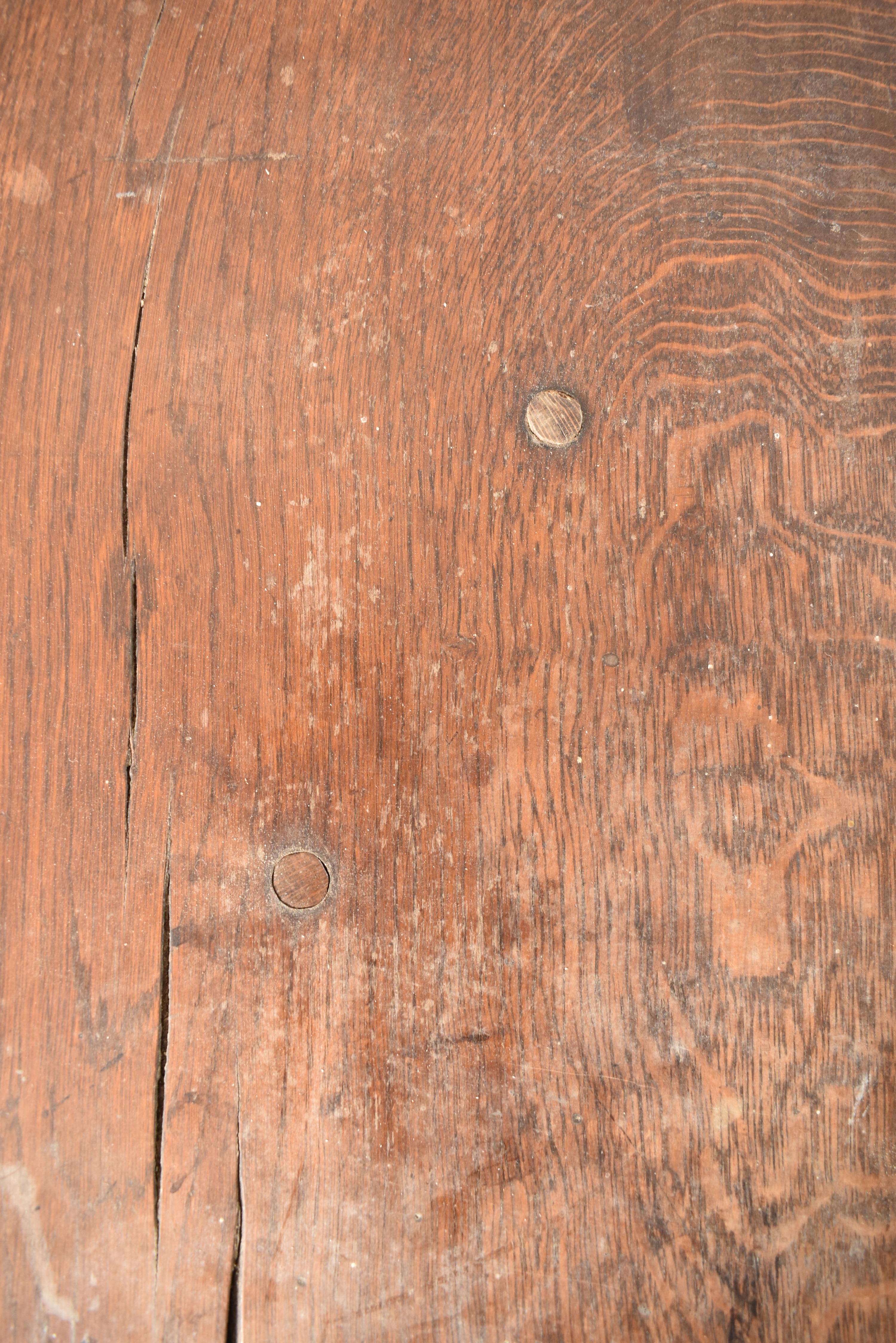 18TH CENTURY OAK PLANK TOP PEG JOINTED REFECTORY TABLE - Image 3 of 8
