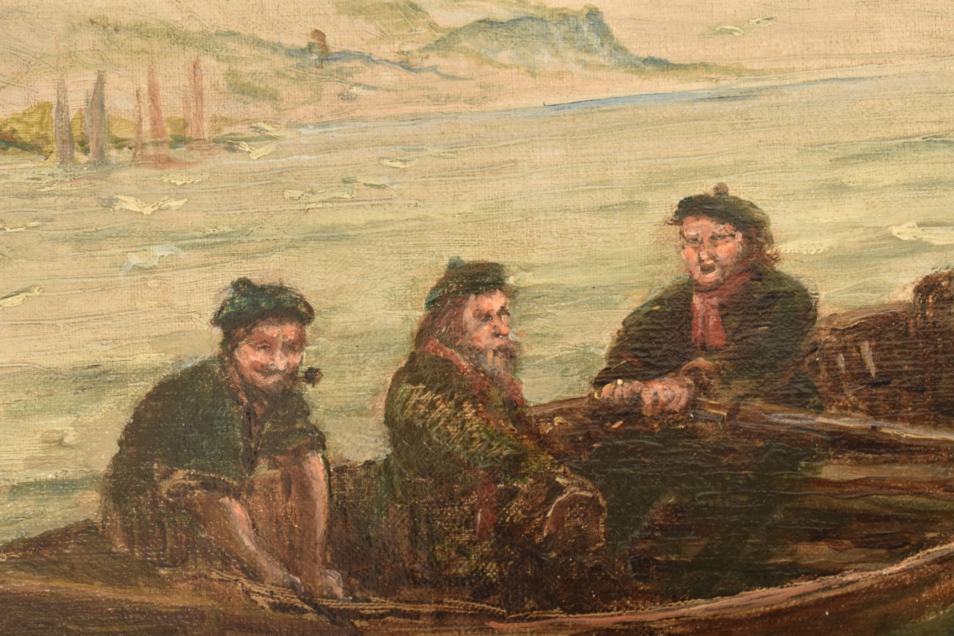 JOHN CHALMERS (1856-1933) - OIL ON CANVAS PAINTING OF FISHERMEN - Image 4 of 6