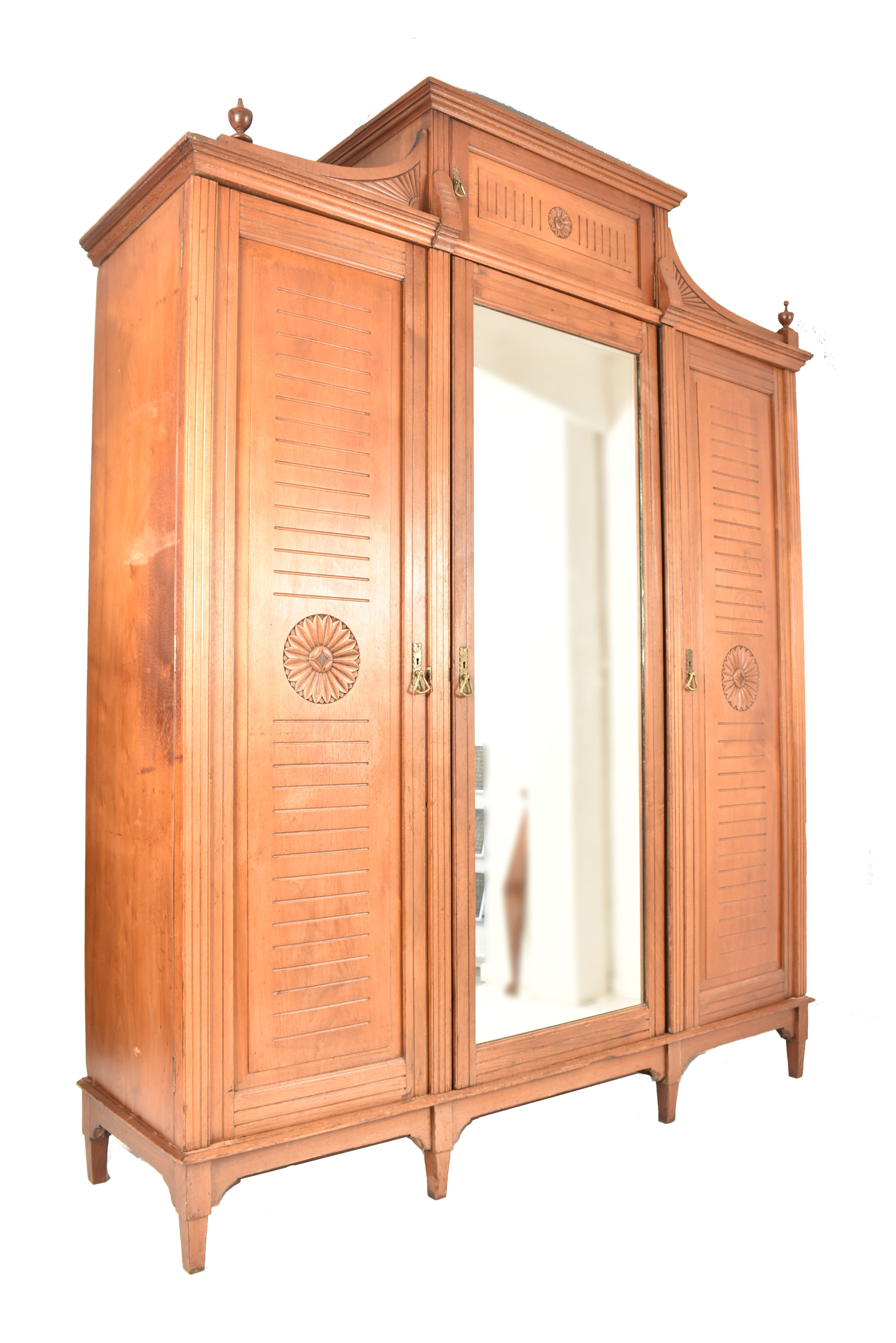 VICTORIAN ARTS & CRAFTS WALNUT TRIPLE WARDROBE