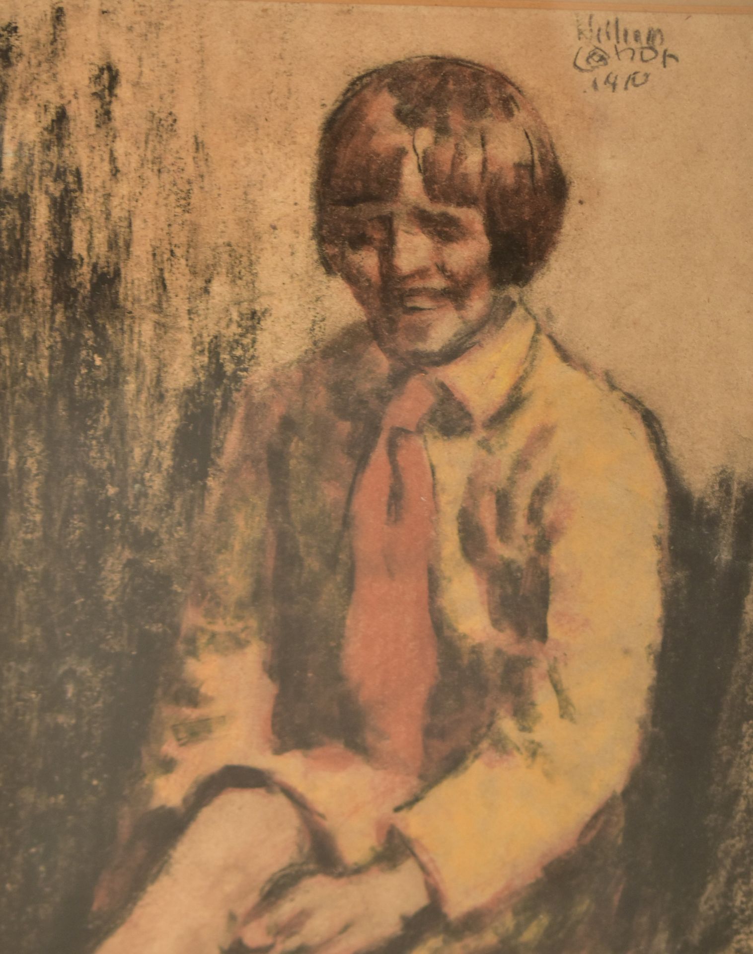 WILLIAM CONOR (1881-1968) - GIRL IN RED CRAVAT PASTEL ON PAPER