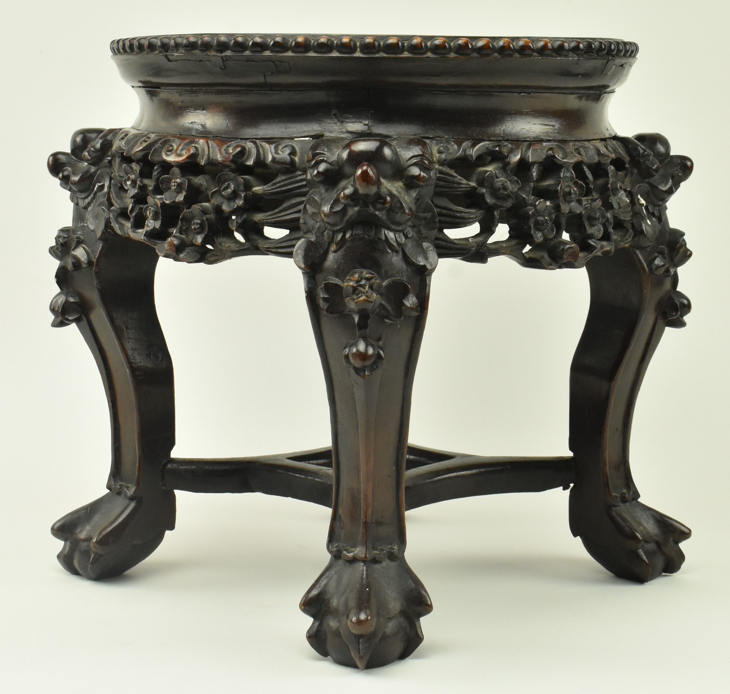19TH CENTURY CHINESE STYLE MARBLE AND HARDWOOD SIDE TABLE - Image 2 of 9
