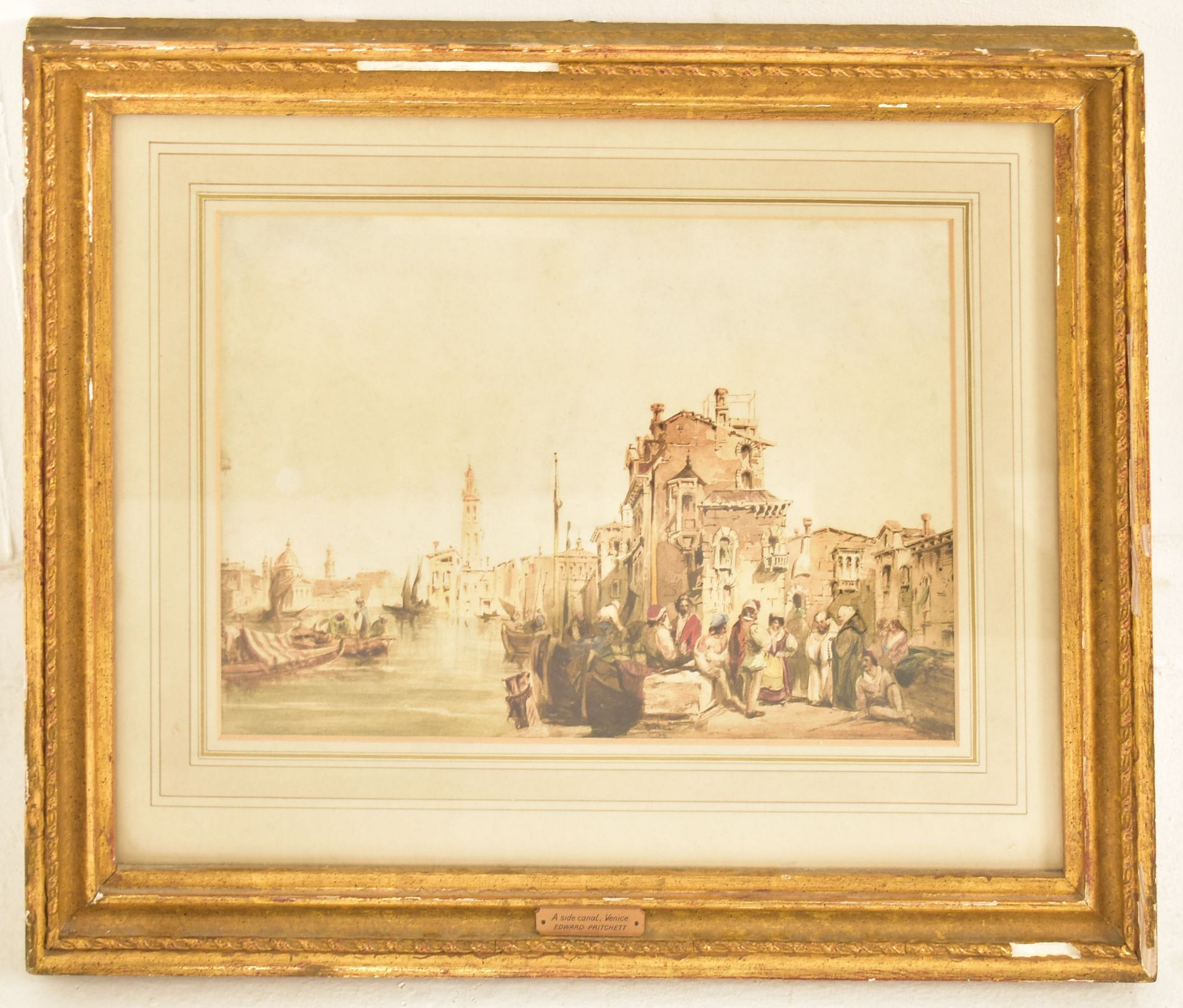 EDWARD PRITCHETT - A SIDE CANAL, VENICE - WATERCOLOUR PAINTING - Image 2 of 5