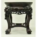 19TH CENTURY CHINESE STYLE MARBLE AND HARDWOOD SIDE TABLE