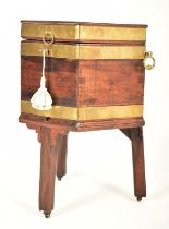 GEORGE III MAHOGANY & BRASS BOUND HEXAGONAL WINE COOLER