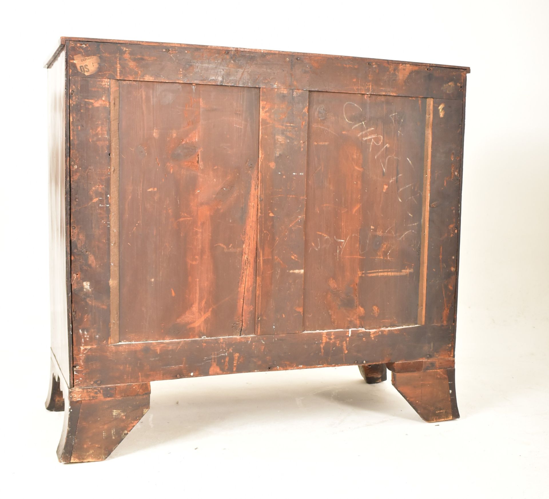 18TH CENTURY MAHOGANY BOW FRONT INLAID CHEST OF DRAWERS - Image 6 of 6